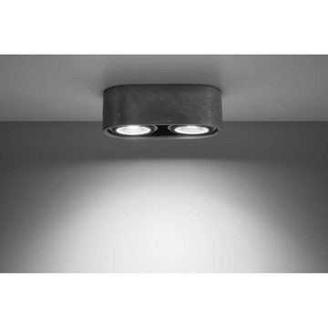 etc-shop Deckenstrahler, Leuchtmittel nicht inklusive, Deckenleuchte Deckenlampe Grau Beton 2-flammig L 27 cm Wohnzimmer
