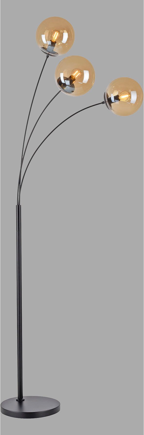 my home Stehlampe Nymölla, ohne Leuchtmittel, Stehleuchte mit großen Glaskugeln amberfarben oder opal matt weiß