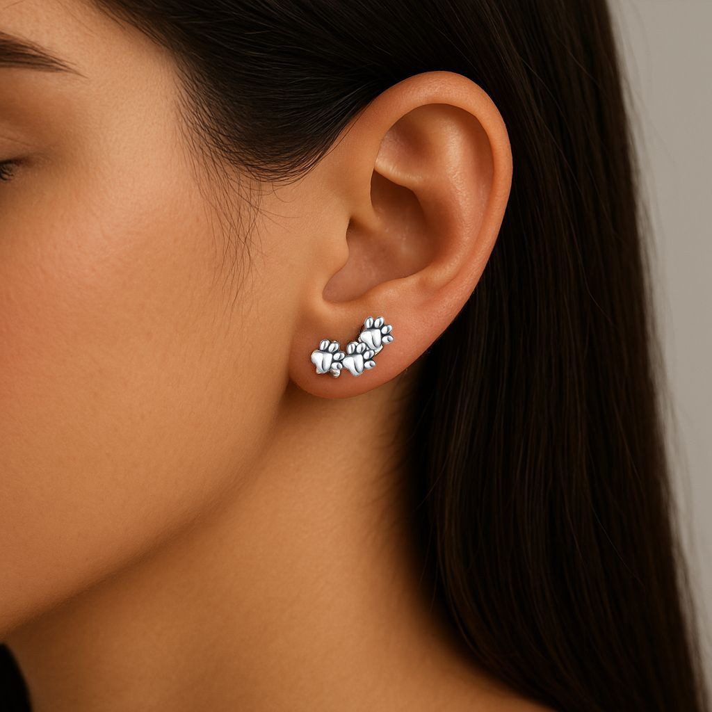 Taffstyle Paar Ohrstecker Hundepfoten Ohrstecker Damen Schmuck Ohrringe 925 günstig online kaufen
