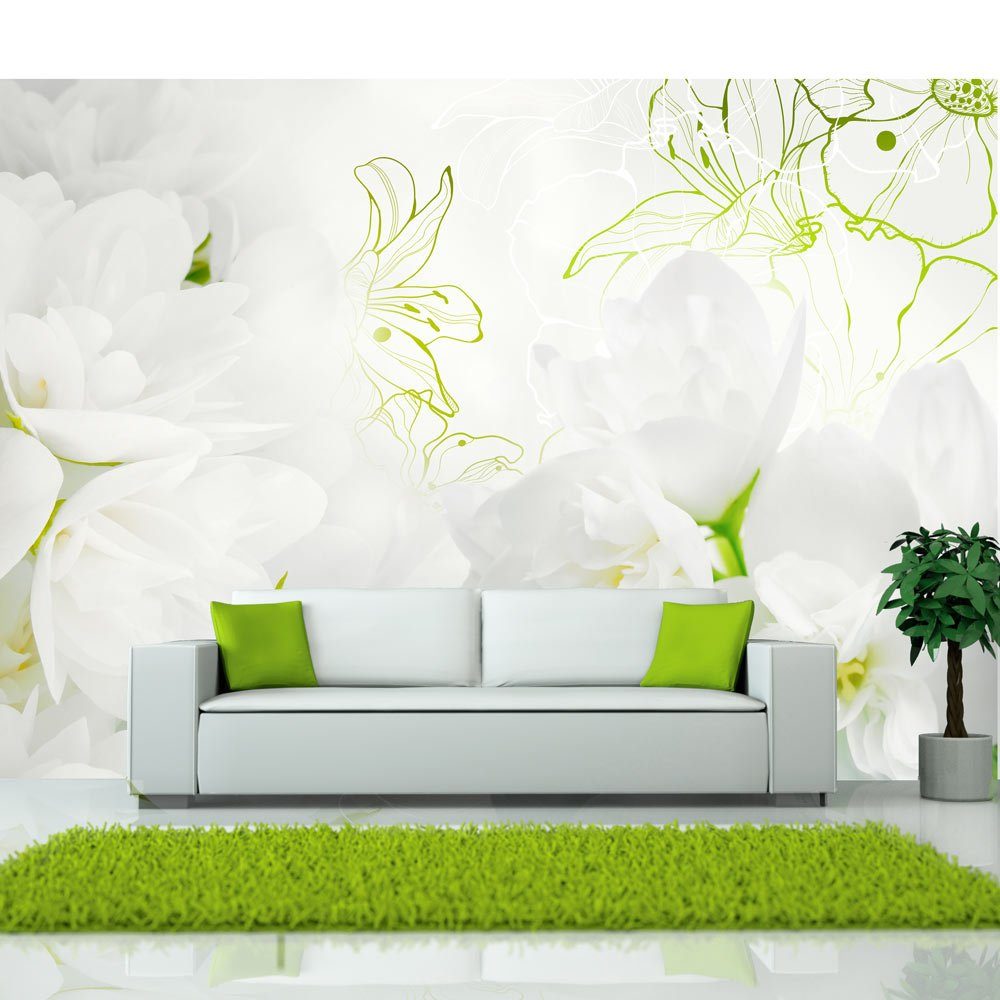 KUNSTLOFT Vliestapete Blütenreinheit 1x0.7 m, lichtbeständige Design Tapete halb-matt