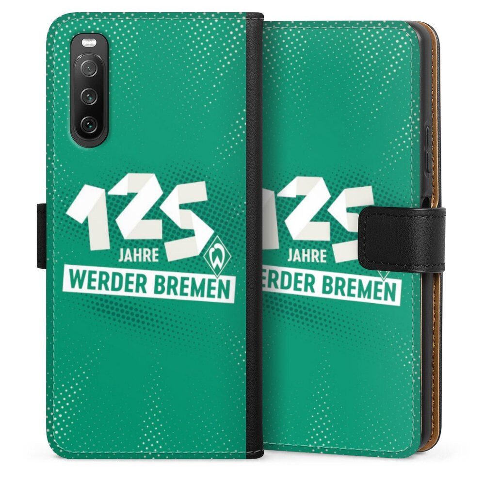DeinDesign Handyhülle 125 Jahre Werder Bremen Offizielles Lizenzprodukt, Sony Xperia 10 IV Hülle Handy Flip Case Wallet Cover Handytasche Leder