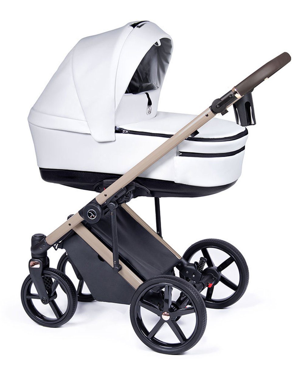 - babies-on-wheels Fado beige - = in 1 Weiß Designs Gestell Kinderwagen-Set Teile in Eco 15 21 3 Kombi-Kinderwagen