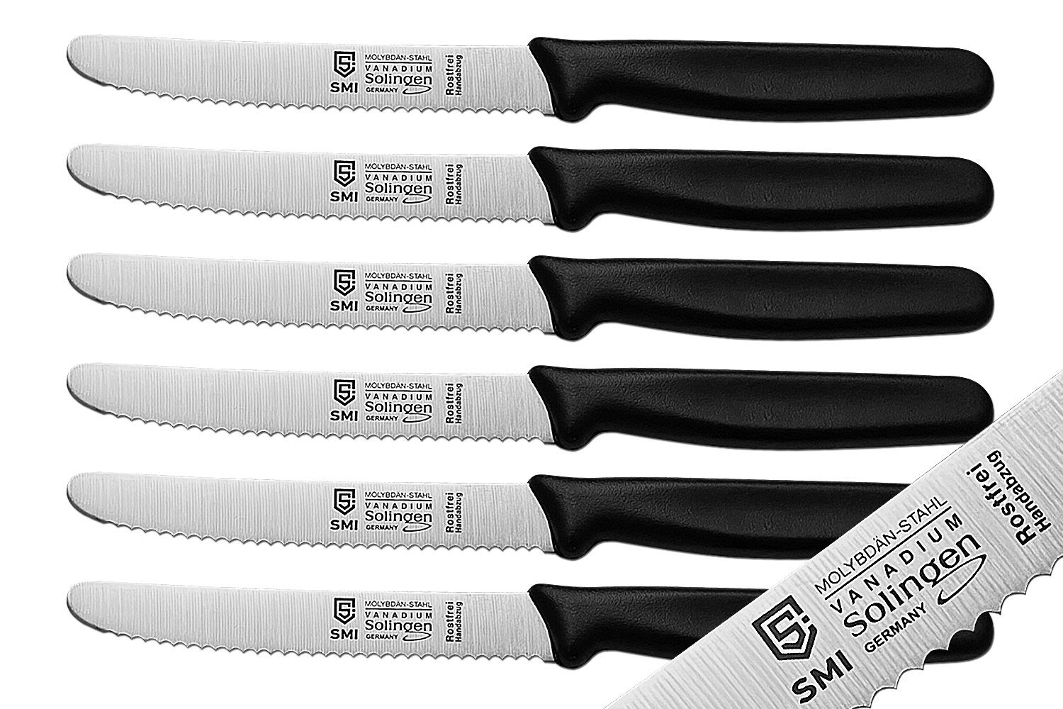 SMI Tomatenmesser 6-tlg Tomatenmesser Tischmesser Solingen Küchenmesser Wellenschliff