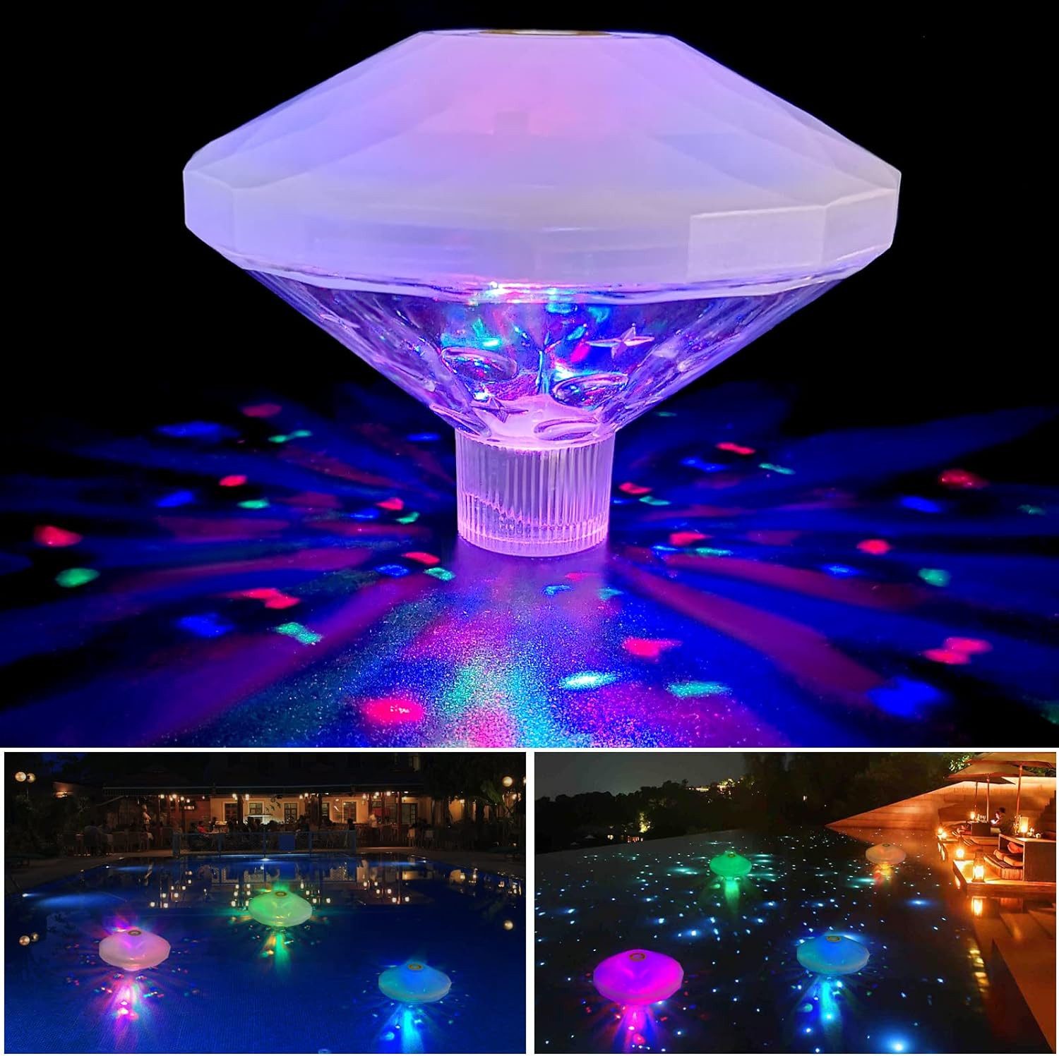 GOOLOO Pool-Lampe LED Farbe Wechselnde Schwimmbad Licht,Floating Light Wasserdichtes, 1für Disco Pool Teich Brunnen Garten Party Dekoration