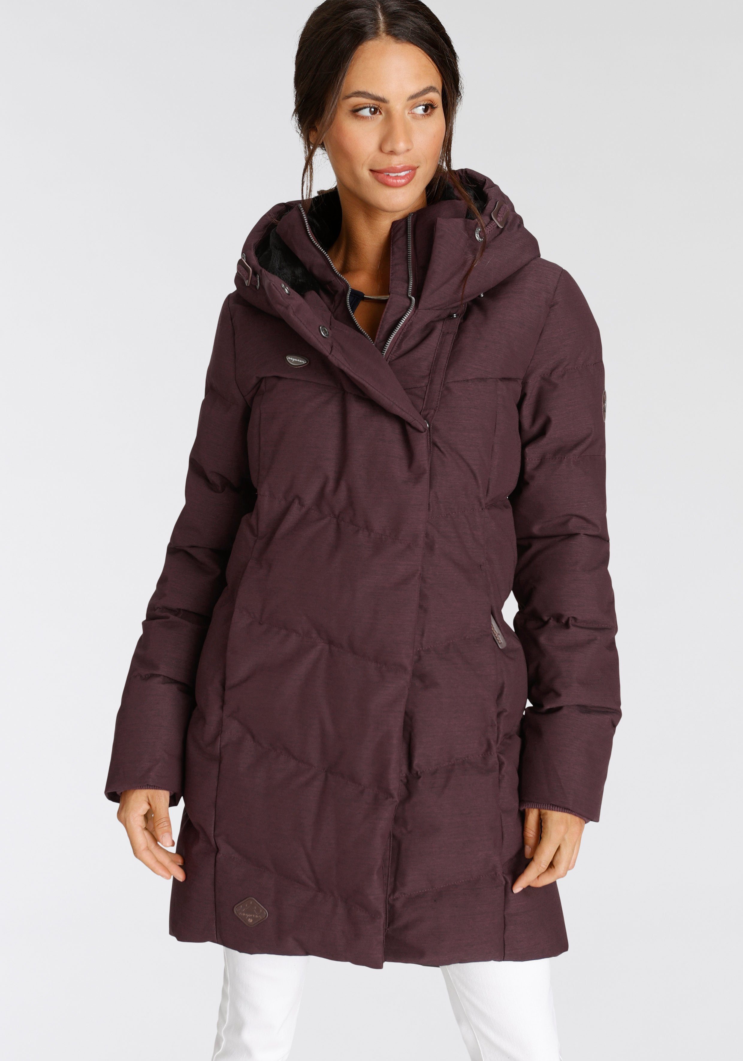 RED stylischer, Kapuze O mit PAVLINNA Ragwear Steppjacke WINE Winterparka gesteppter