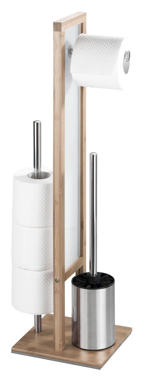 mit WC-Garnitur WENKO -Bürstenhalterung Toilettenpapierhalter (1-tlg), integrierter WC-Bürstenhalter, Ersatzrollen- und Rivalta, WC Toilettenpapier-, und