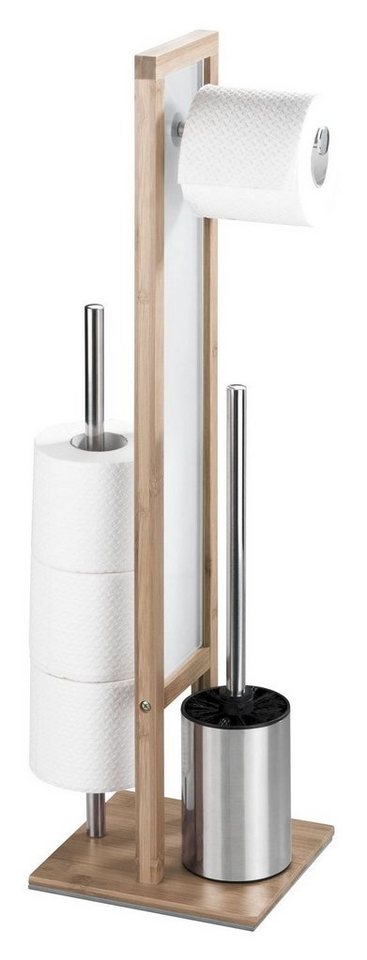 WENKO WC-Garnitur Rivalta, (1-tlg), integrierter Toilettenpapierhalter und  WC-Bürstenhalter, mit Toilettenpapier-, Ersatzrollen- und WC -Bürstenhalterung