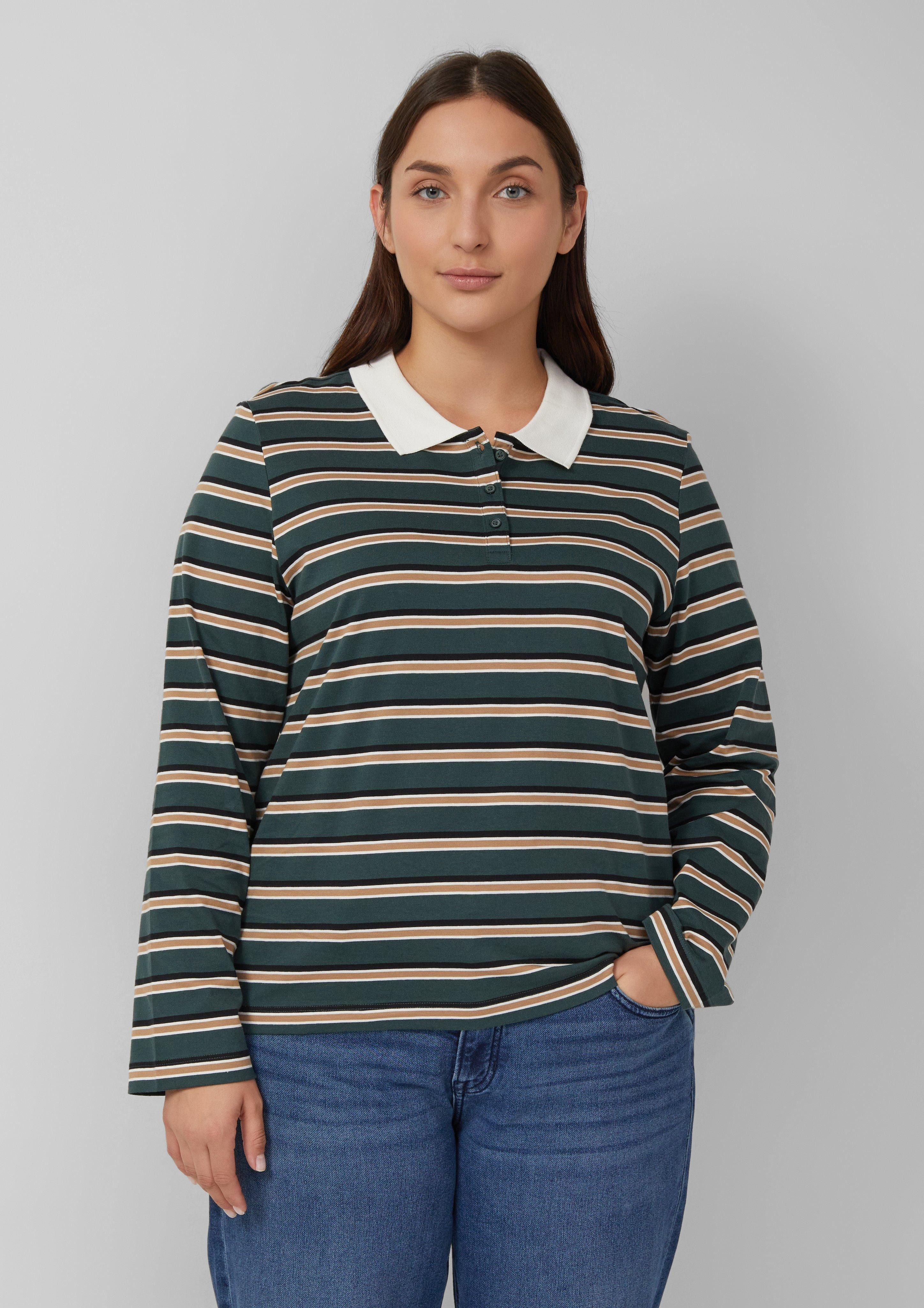 s.Oliver Poloshirt Langarm-Poloshirt mit Streifen günstig online kaufen