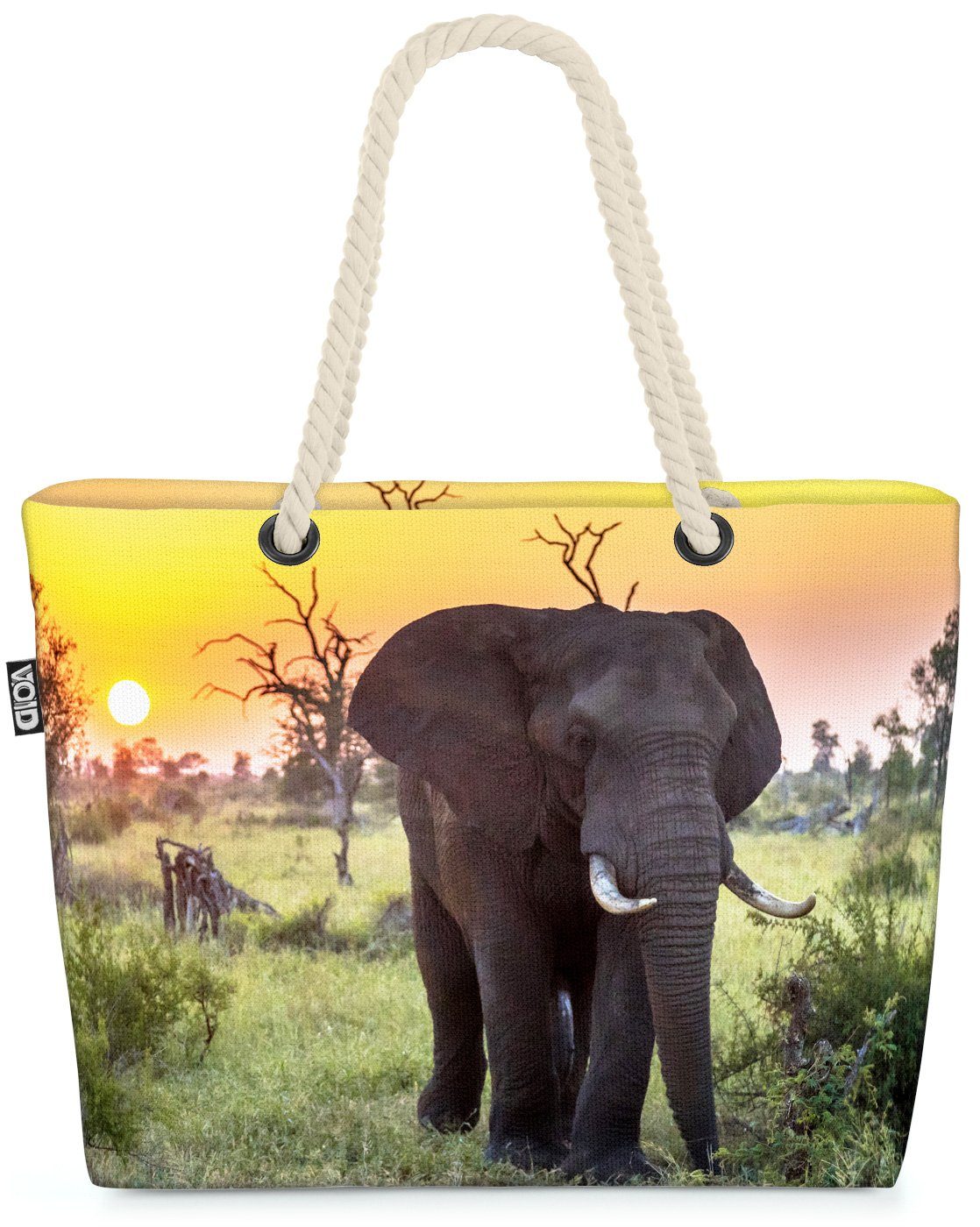 Sonnenuntergang Bag Dschungel Elefant Zoo Afrika Beach Rüssel VOID (1-tlg), Elefant Strandtasche Safari