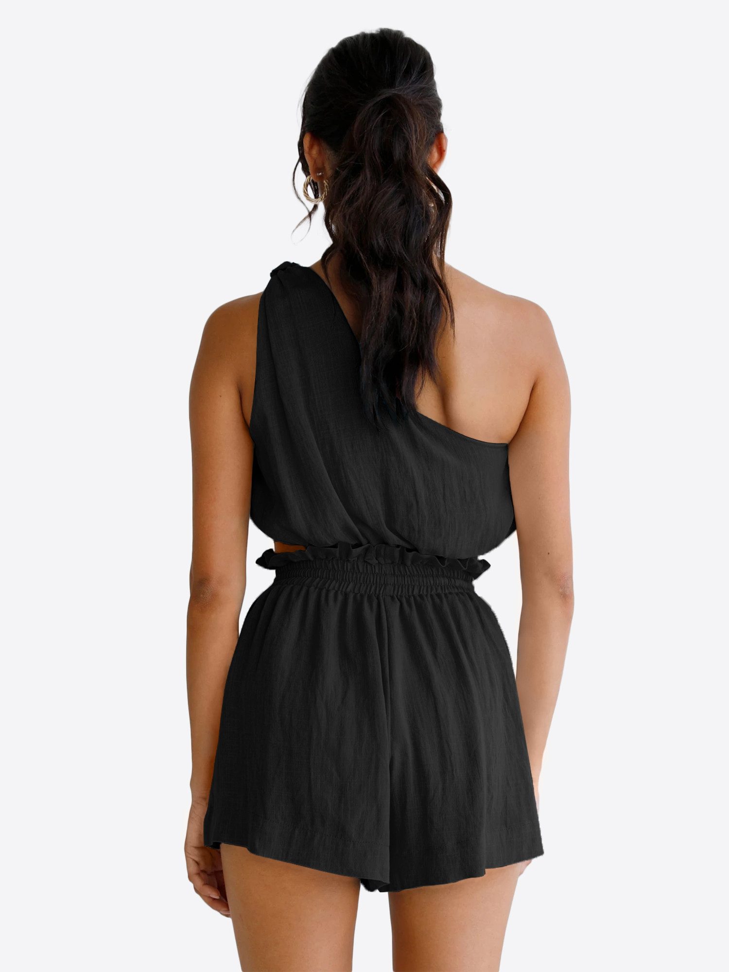 Imily Bela Hausanzug Damen 2-teiliges Sommer Set (Set, 2 tlg., One-Shoulder Crop Top + Shorts) One-Shoulder
