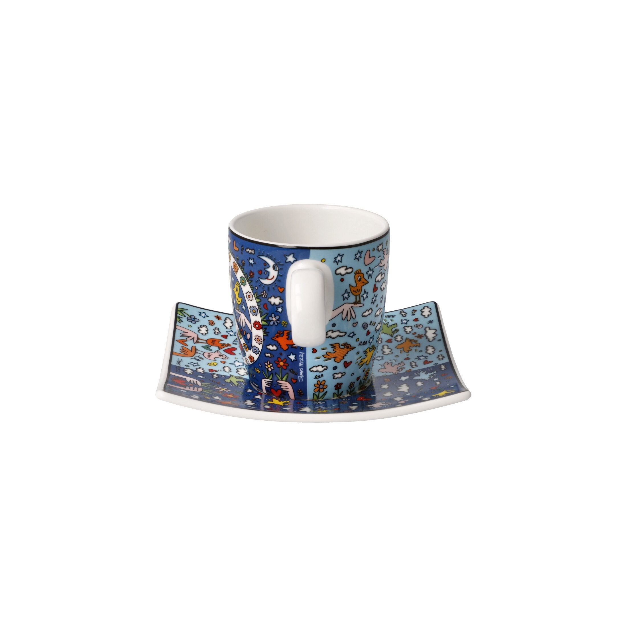 Goebel Espressotasse James Rizzi, Porzellan, Spülmaschinengeeignet, Mehrfarbig, Give Peace a Chance, H: 6.5cm
