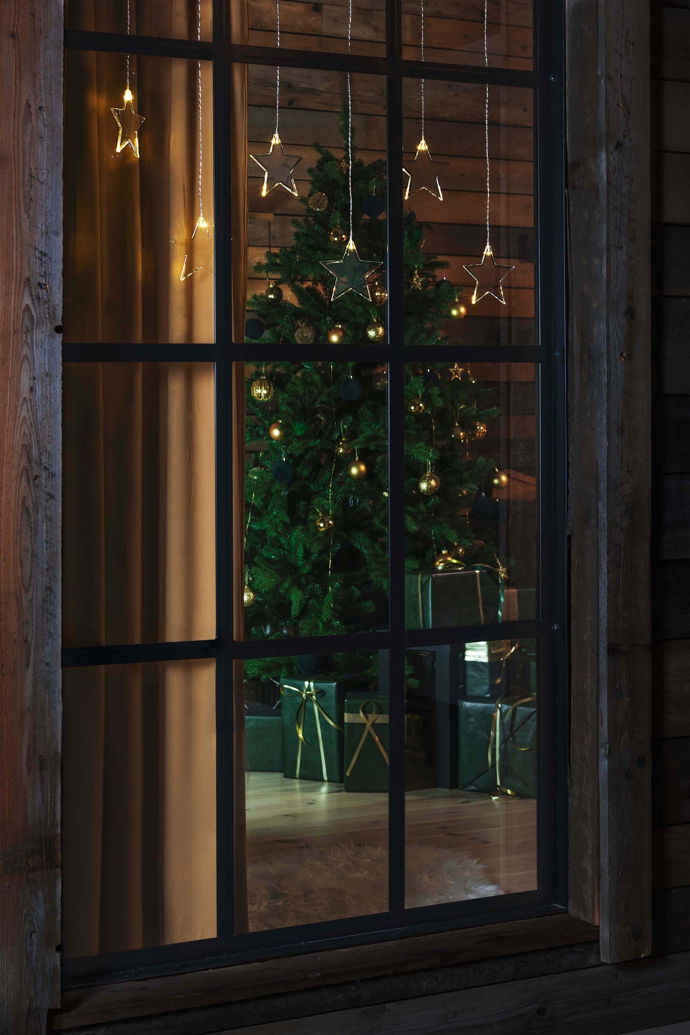 Dioden KONSTSMIDE mit Weihnachtsdeko, Plexisternen LED-Lichtervorhang warmweißen und 8