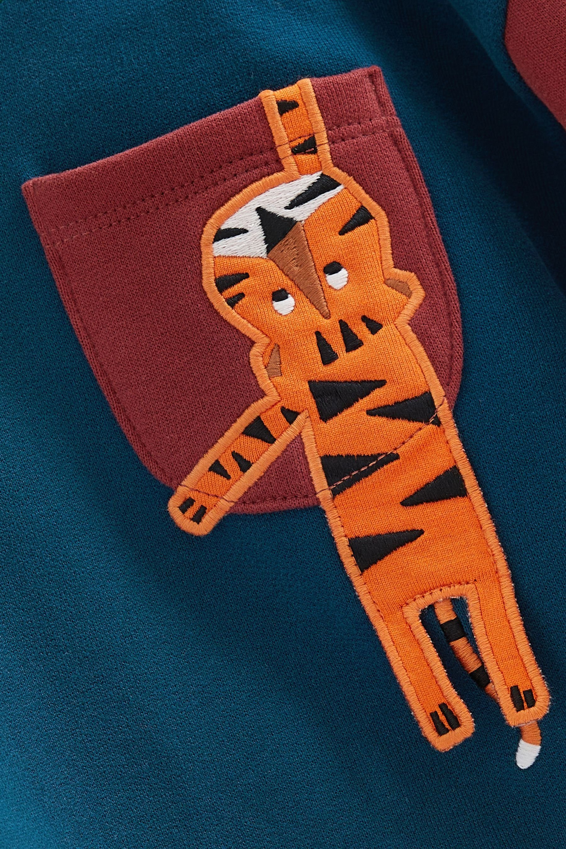 Tiger Navy (1-tlg) mit und Kapuzensweatshirt Blue Farbblockdesign Motiv Next Hoodie