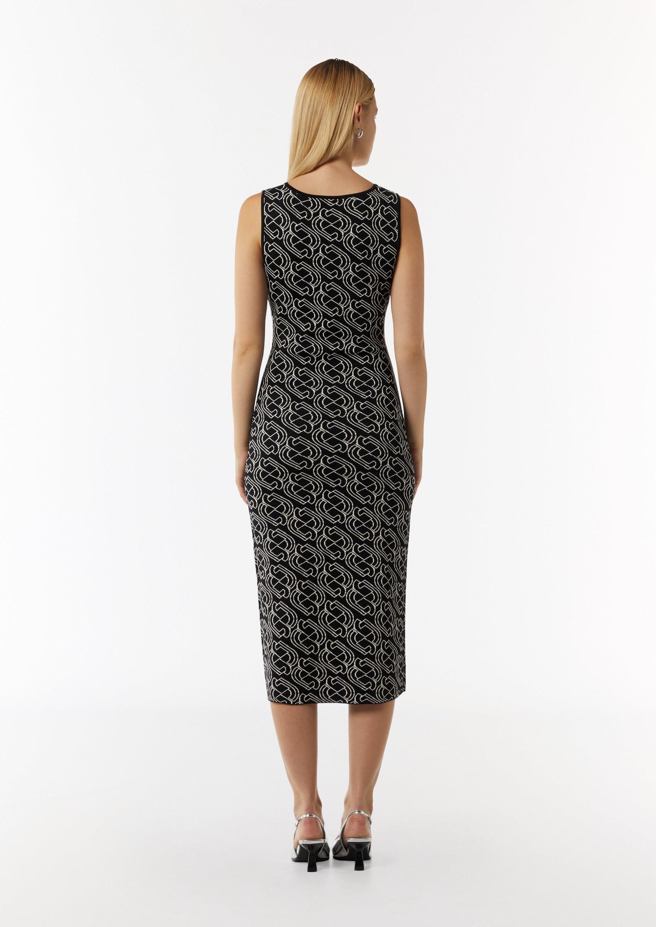 comma Midikleid Kleid Midi-Feinstrickkleid mit grafischem Muster