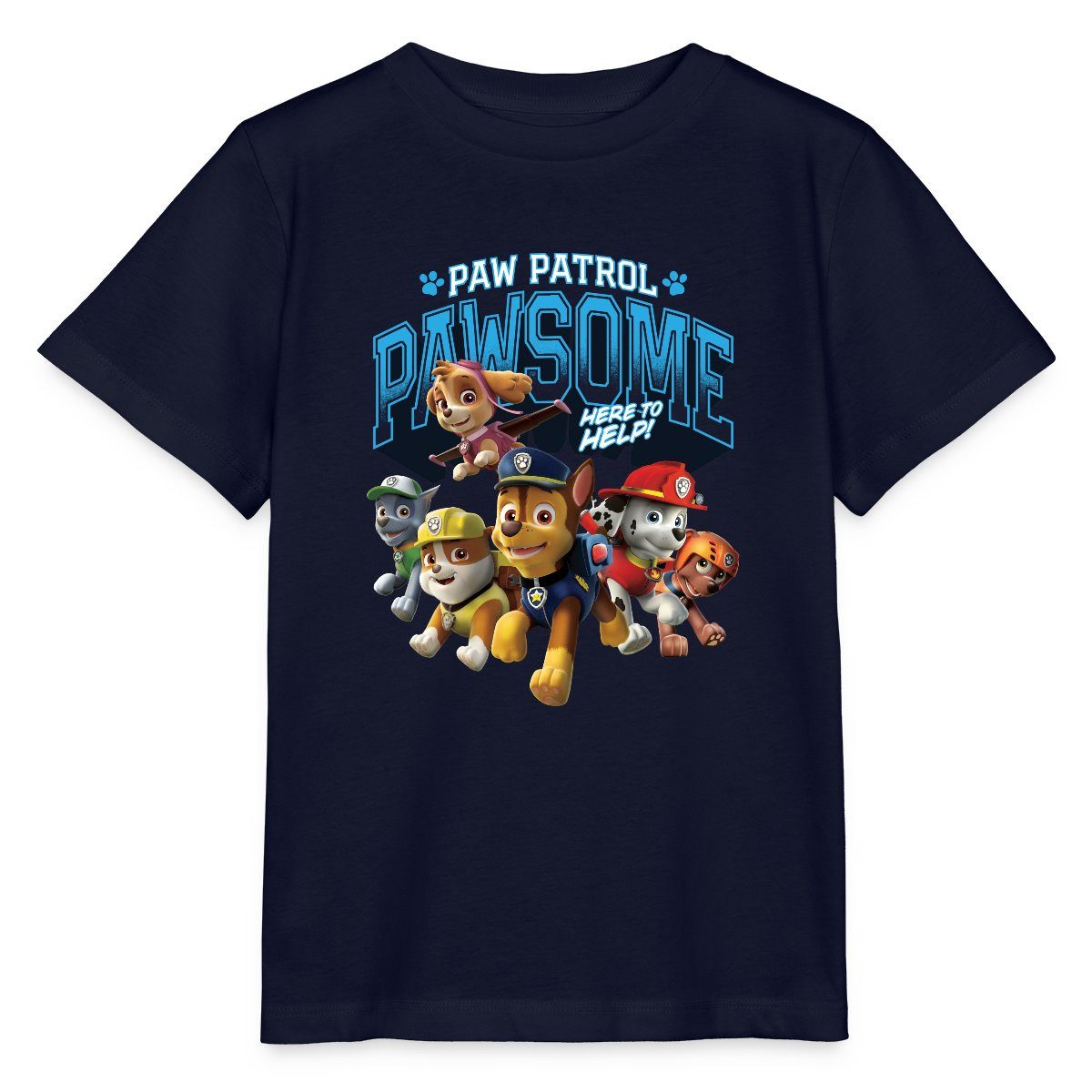 T-Shirt Paw Patrol Pawsome Here To Help Spruch Blau Kinder Basic T-Shirt