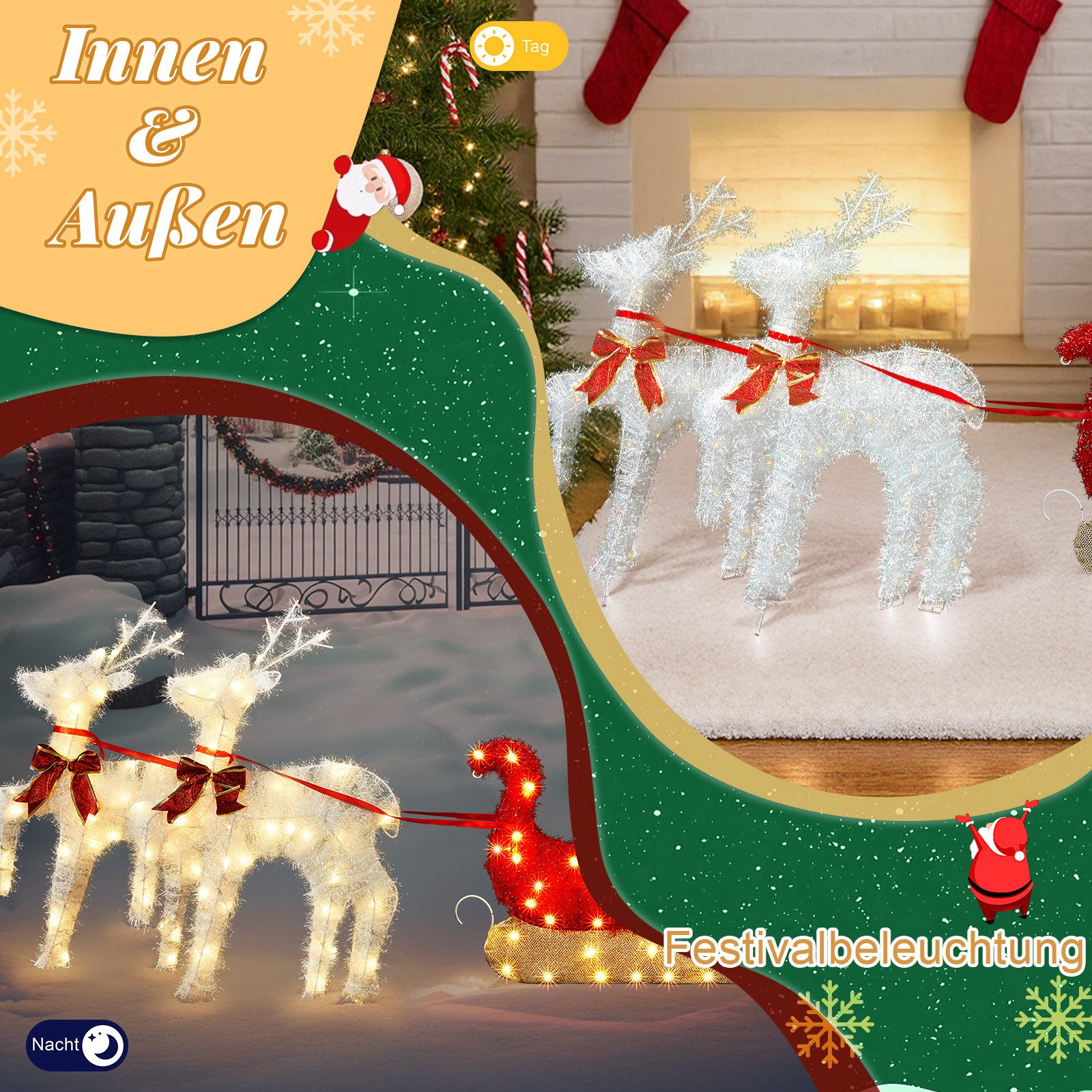 LALAHO Weihnachtsfigur LED Rentier mit Schlitten günstig online kaufen