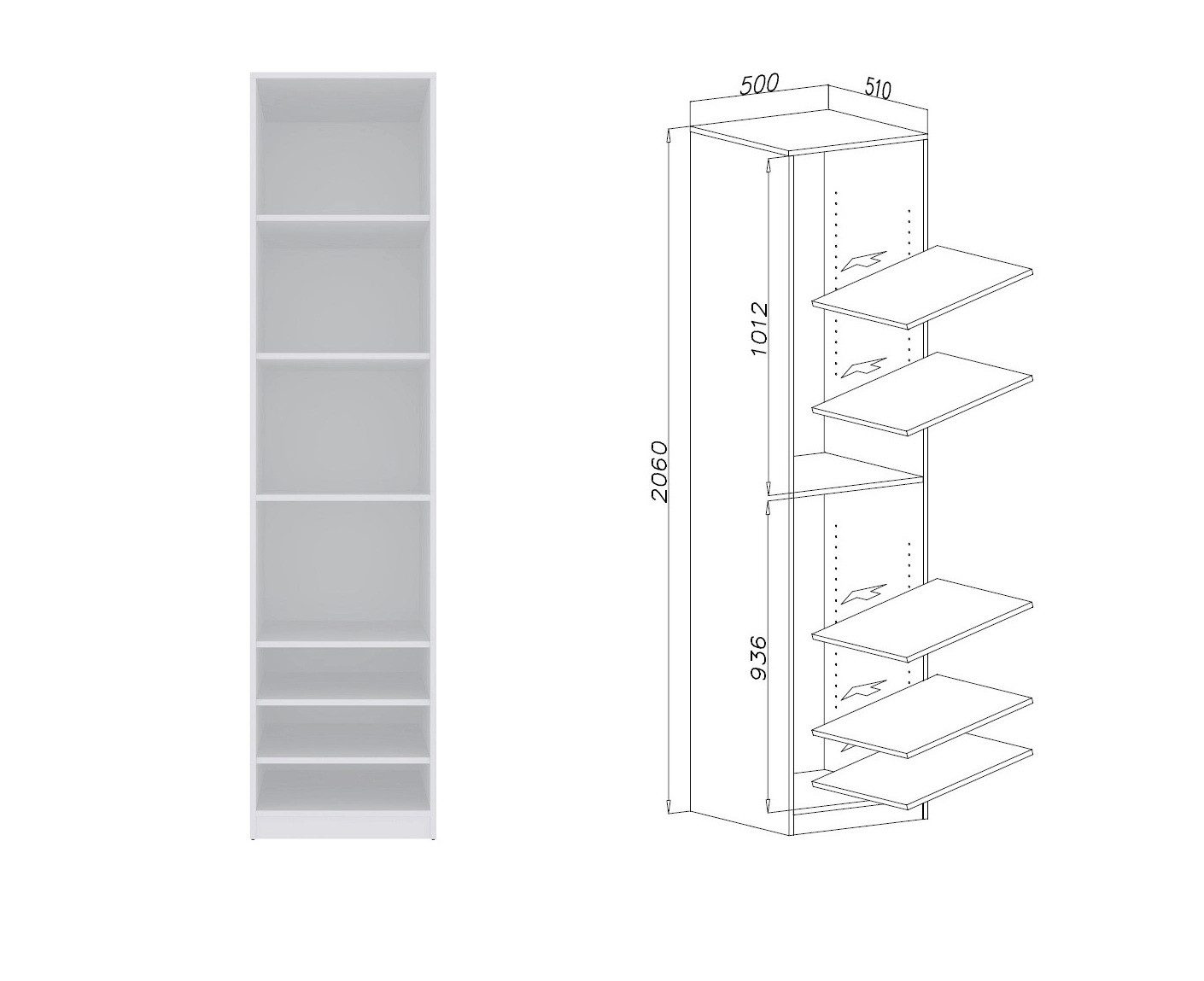 Marmex Möbel Schrank-Set TRES SET B/B offener Garderobenschrank begehbarer Kleiderschrank, (5-St), viel Stauraum, Ankleidezimmer, Schubladen – Bild 2 von 5