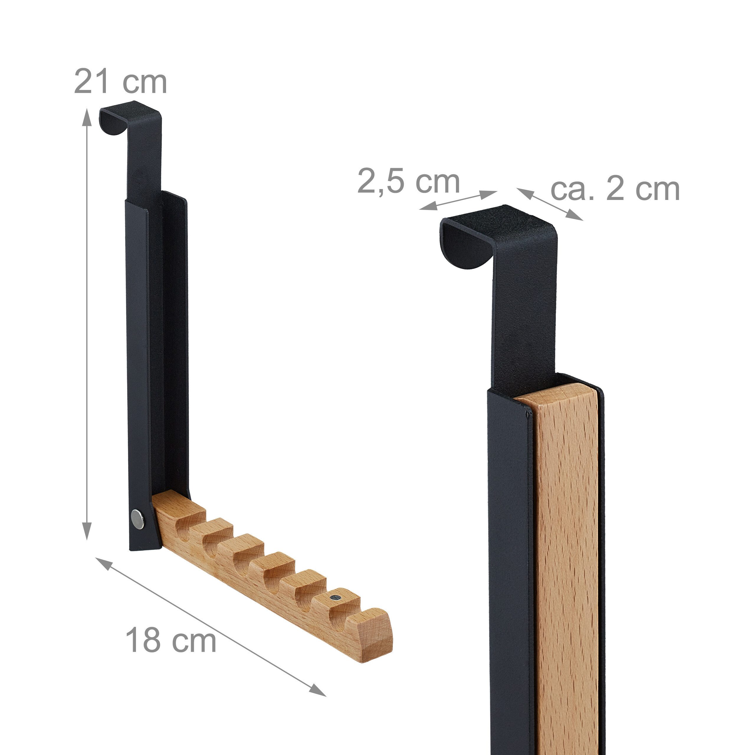 relaxdays Türhaken Klappbare Türgarderobe 2er Set, Türen, (2-St), schwarz – Bild 4 von 5