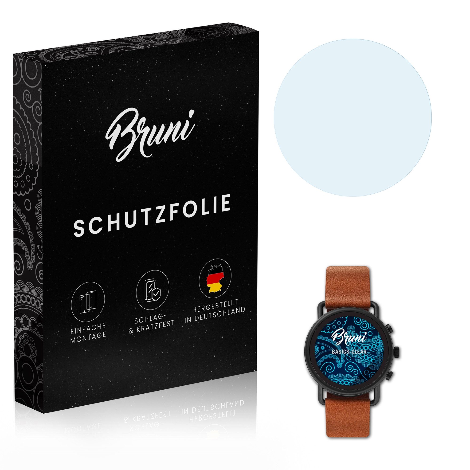 Bruni Schutzfolie für Skagen Connected Falster 3, (2 Folien), praktisch unsichtbar
