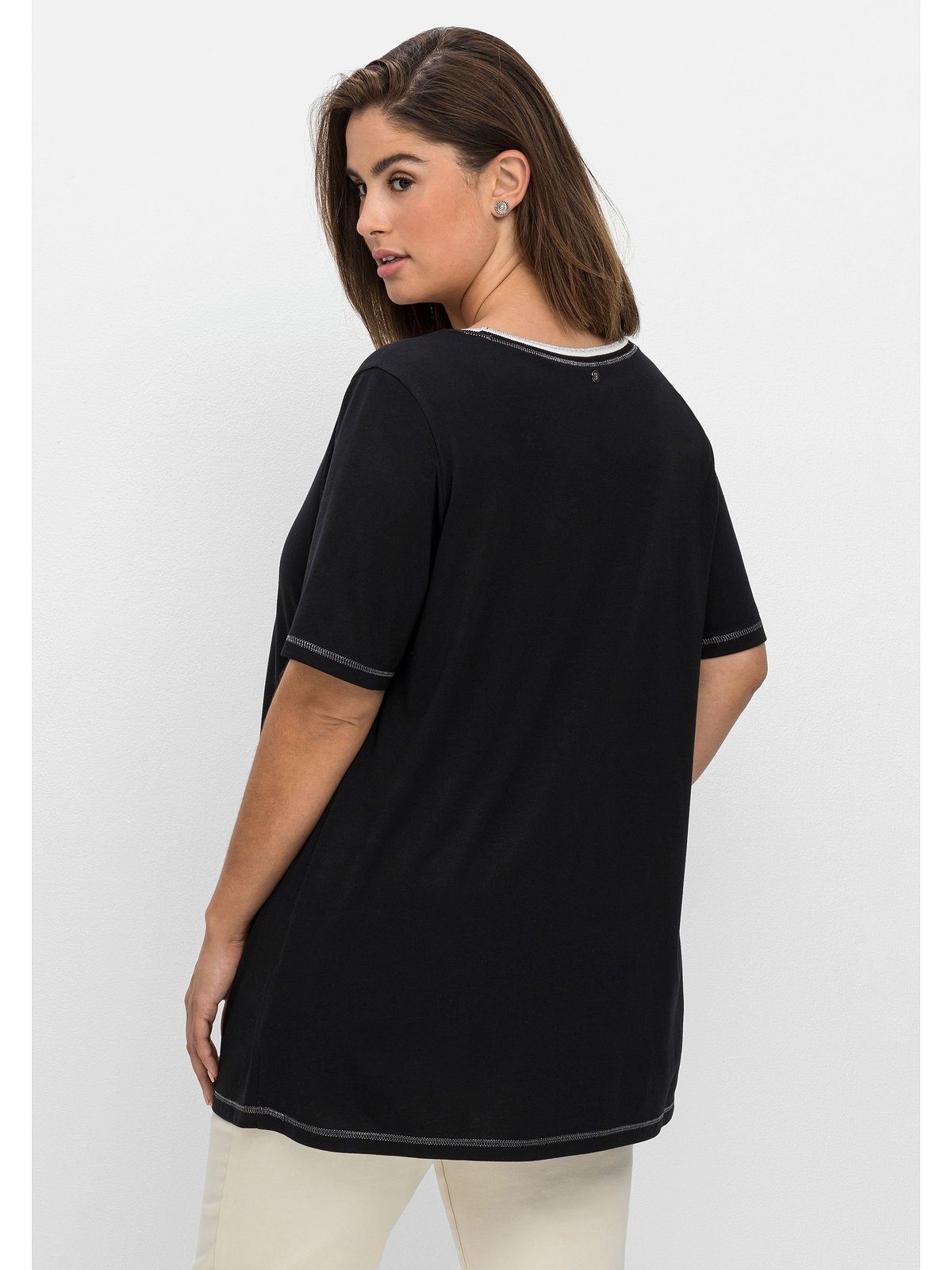 Größen vorn, Sheego A-Form leichter Foliendruck mit Große T-Shirt in
