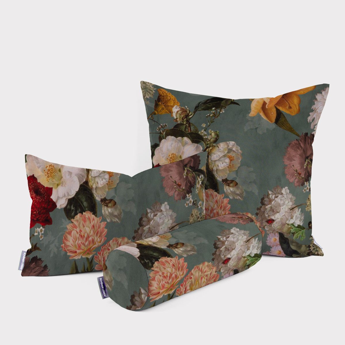 SCHÖNER LEBEN. Dekokissen SCHÖNER LEBEN. Kissenhülle Samt Vintage Rosen Blu günstig online kaufen