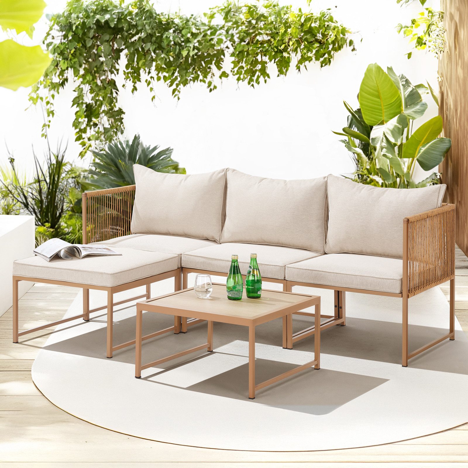 SVITA Gartenlounge-Set DETROIT, (Modul-Set), Gartenmöbel Flexibel Sofa Tisch Sessel Ottoman