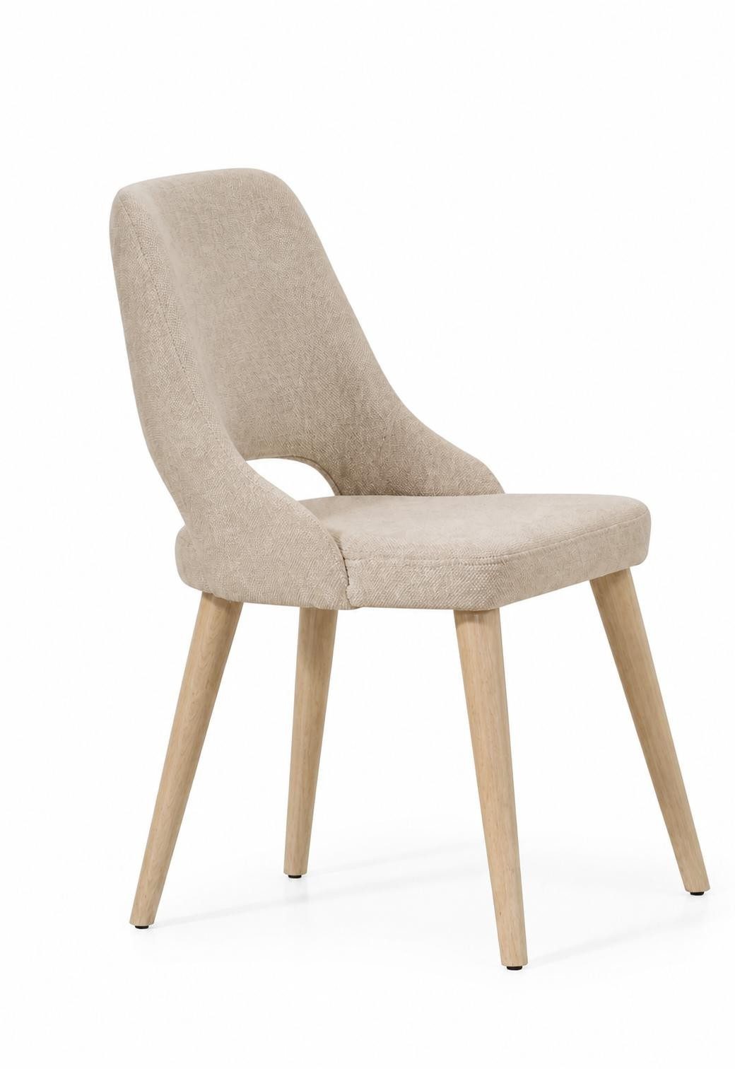 Xlmoebel Polsterstuhl Eleganter Essstuhl aus Eiche mit beigem Stoffbezug im modernen, Made in Europa