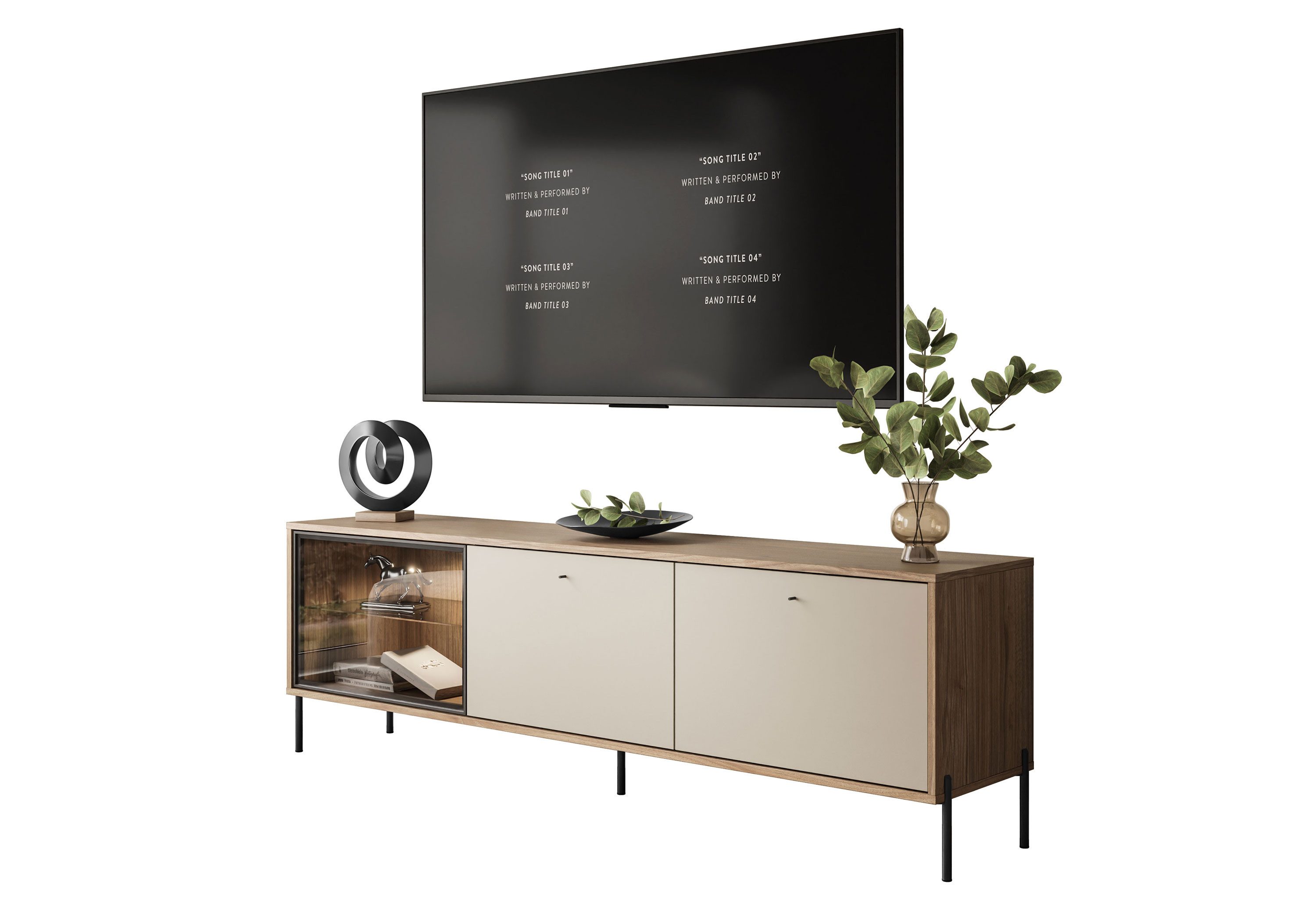 Lookway TV-Schrank ISA TV-Lowboard mit LED-Beleuchtung 185x63x40 cm