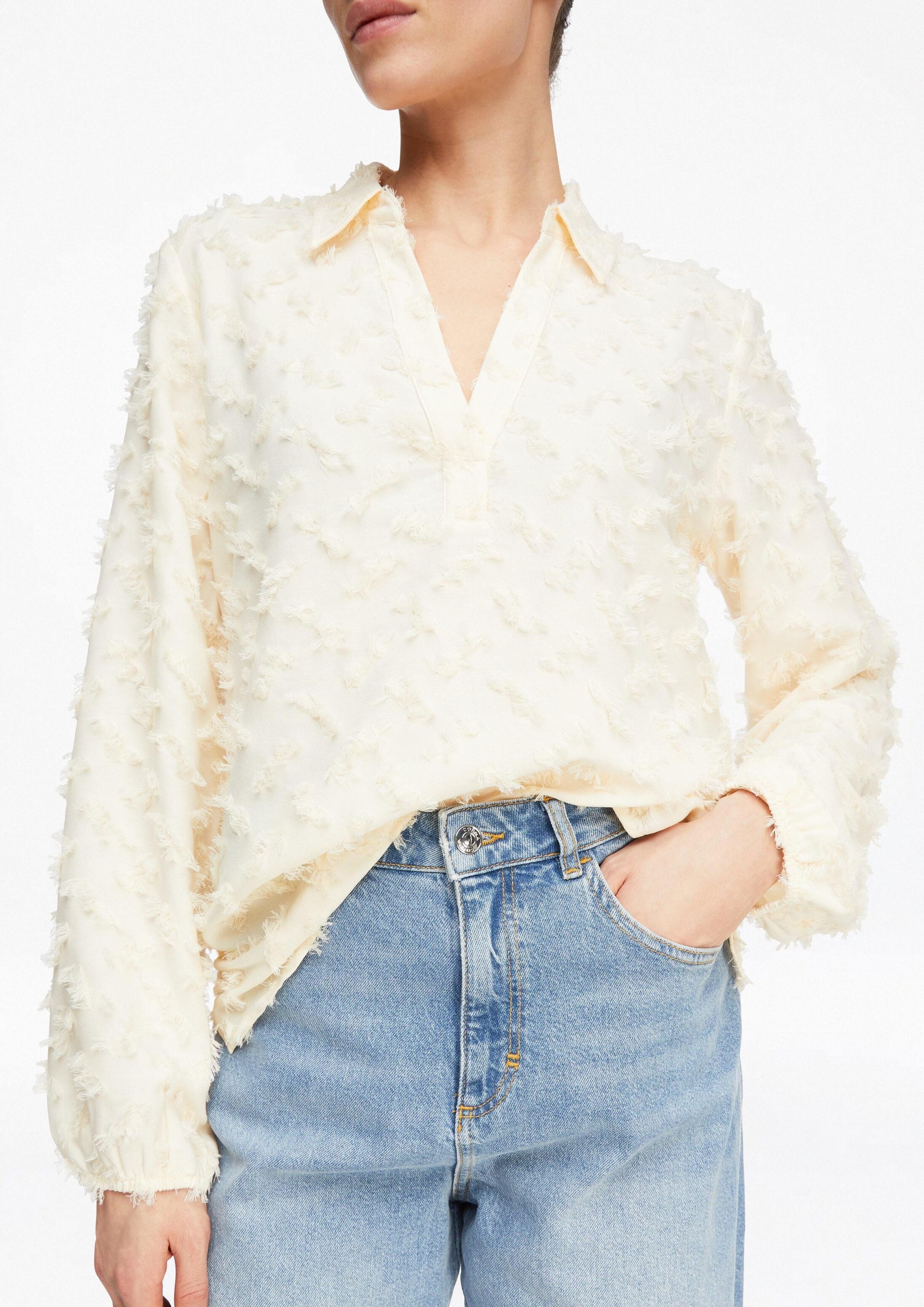 comma Langarmbluse Bluse Jacquard-Bluse mit 3-D-Struktur