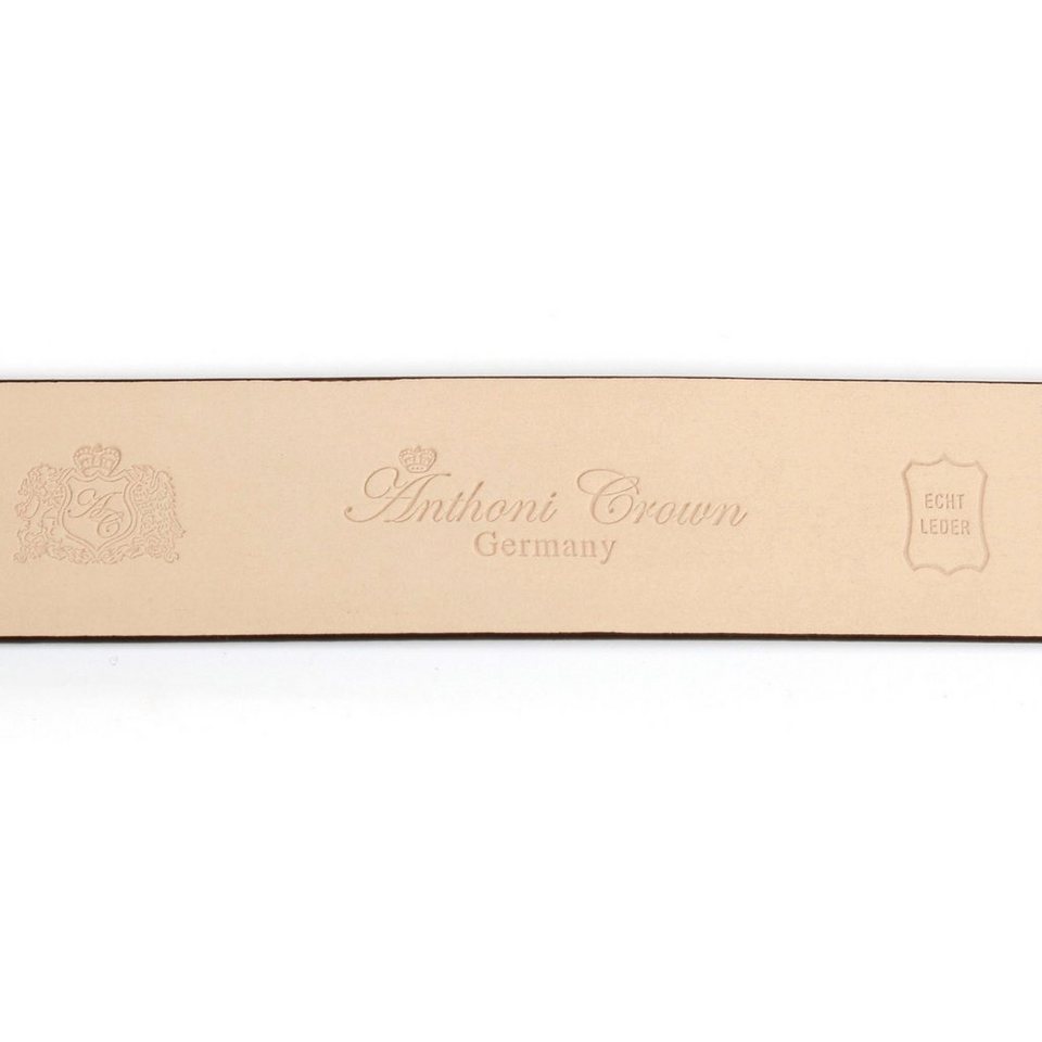 Anthoni Crown Ledergürtel Wertige goldfarbene Schließe mit filigranem Anthoni  Crown Logo