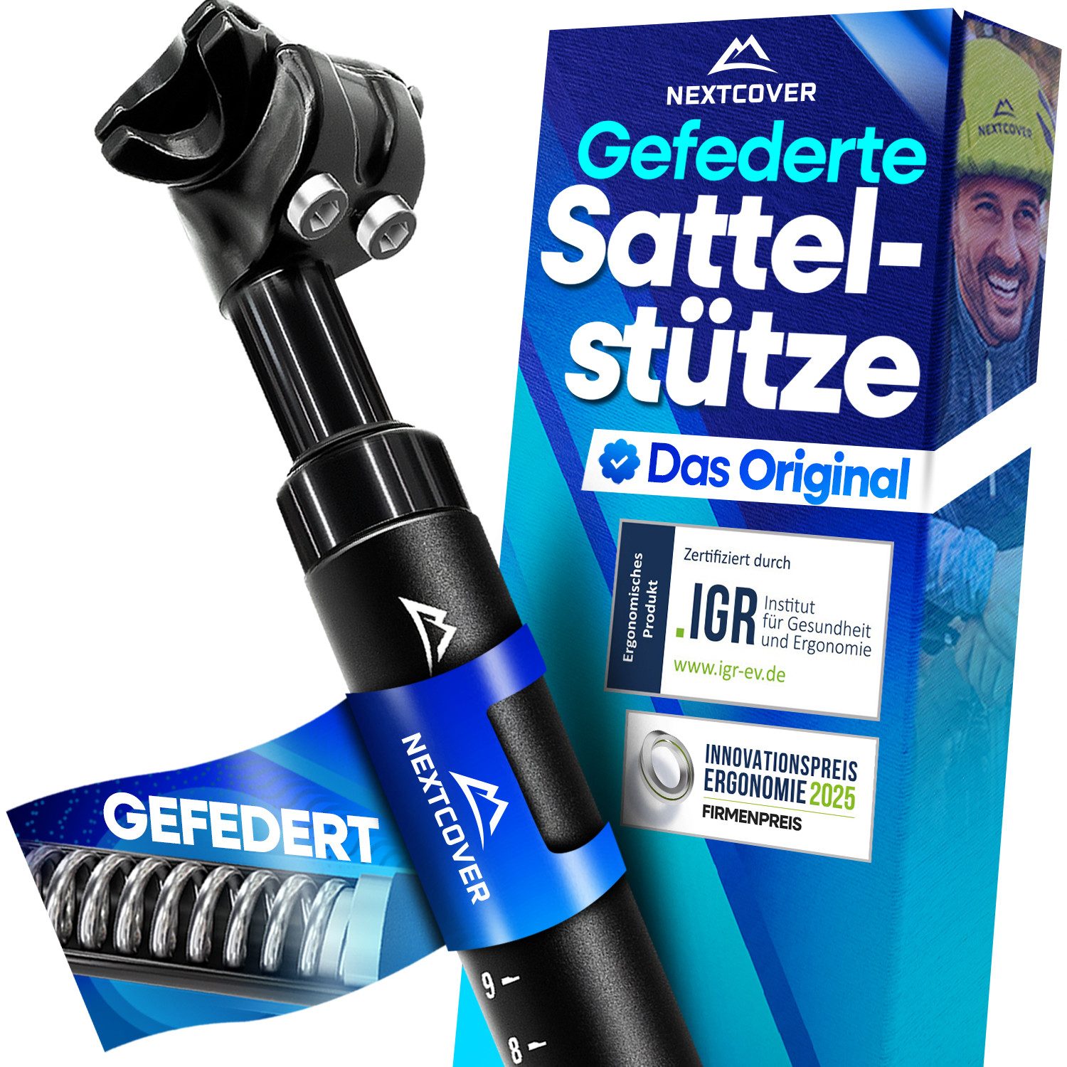 Nextcover Sattelstütze NEXTCOVER® Sattelstütze gefedert mit 27.2/30.9/31.6mm Durchmesser
