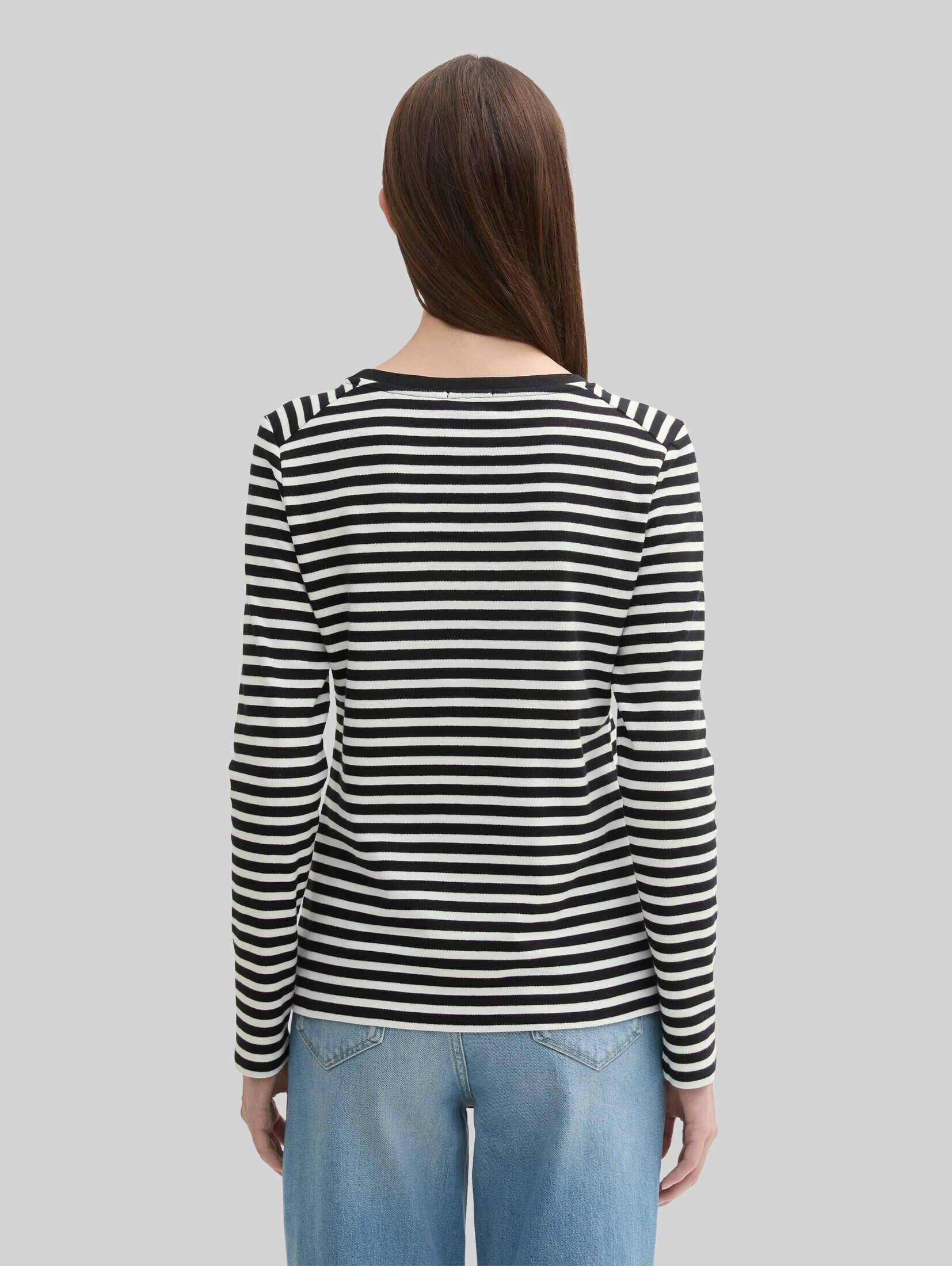 TOM TAILOR Denim Langarmshirt T-Shirt (im Einserpack) Langarmshirt mit Streifenmuster