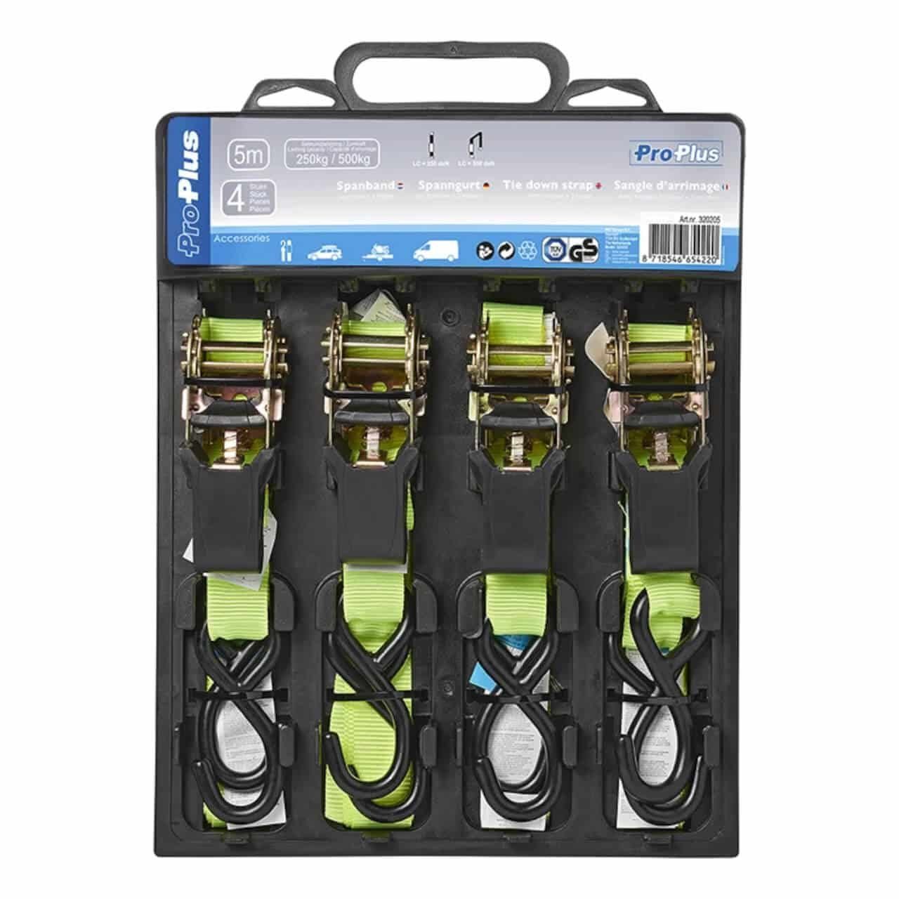 ProPlus Spanngurt Spanngurt mit Ratsche und 2 Haken (8-St) Zurrgurt Ladungssicherung Anhänger Transporter Zubehör