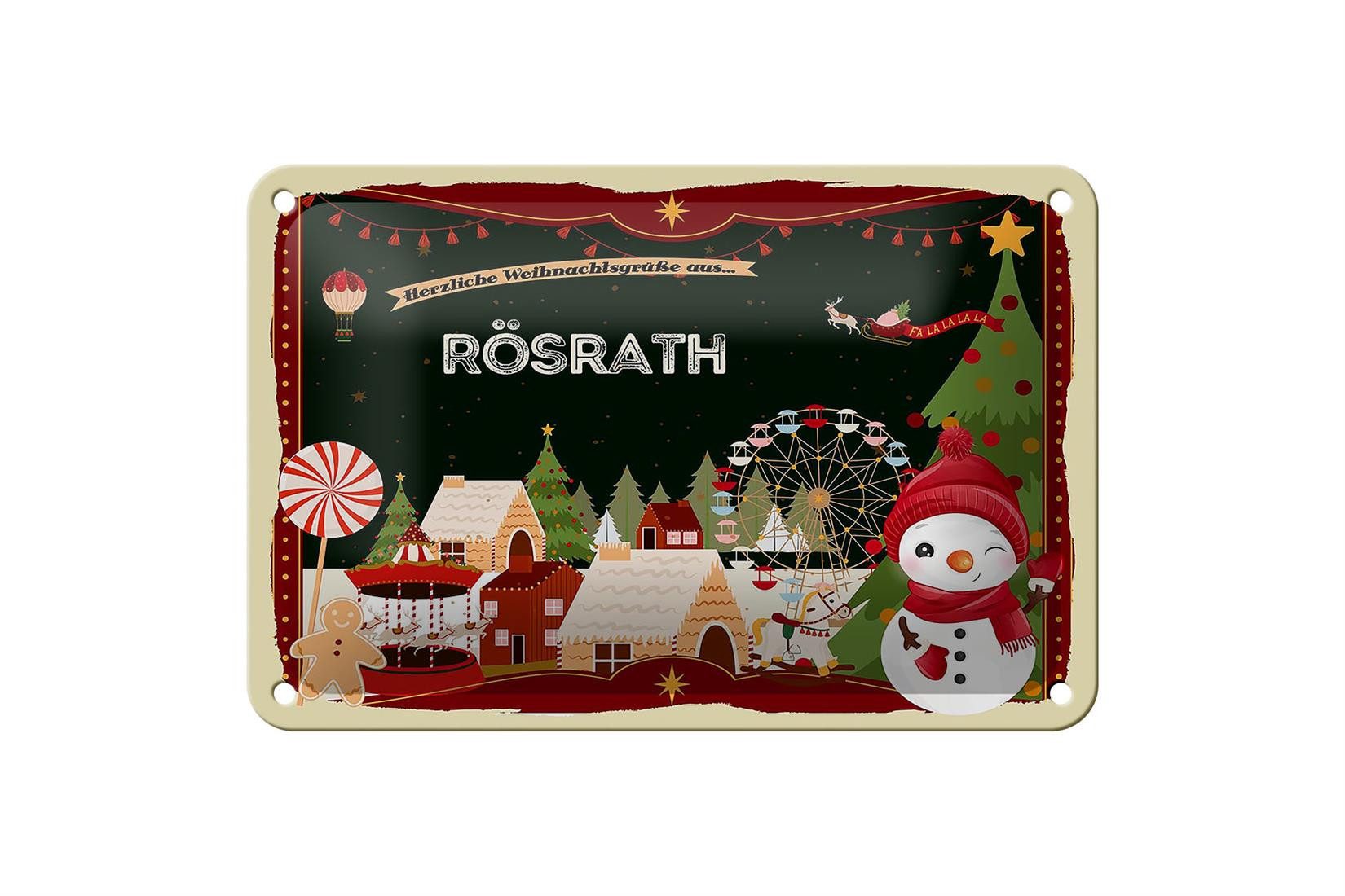 Metallschild Weihnachten Grüße aus RÖSRATH 18x12cm