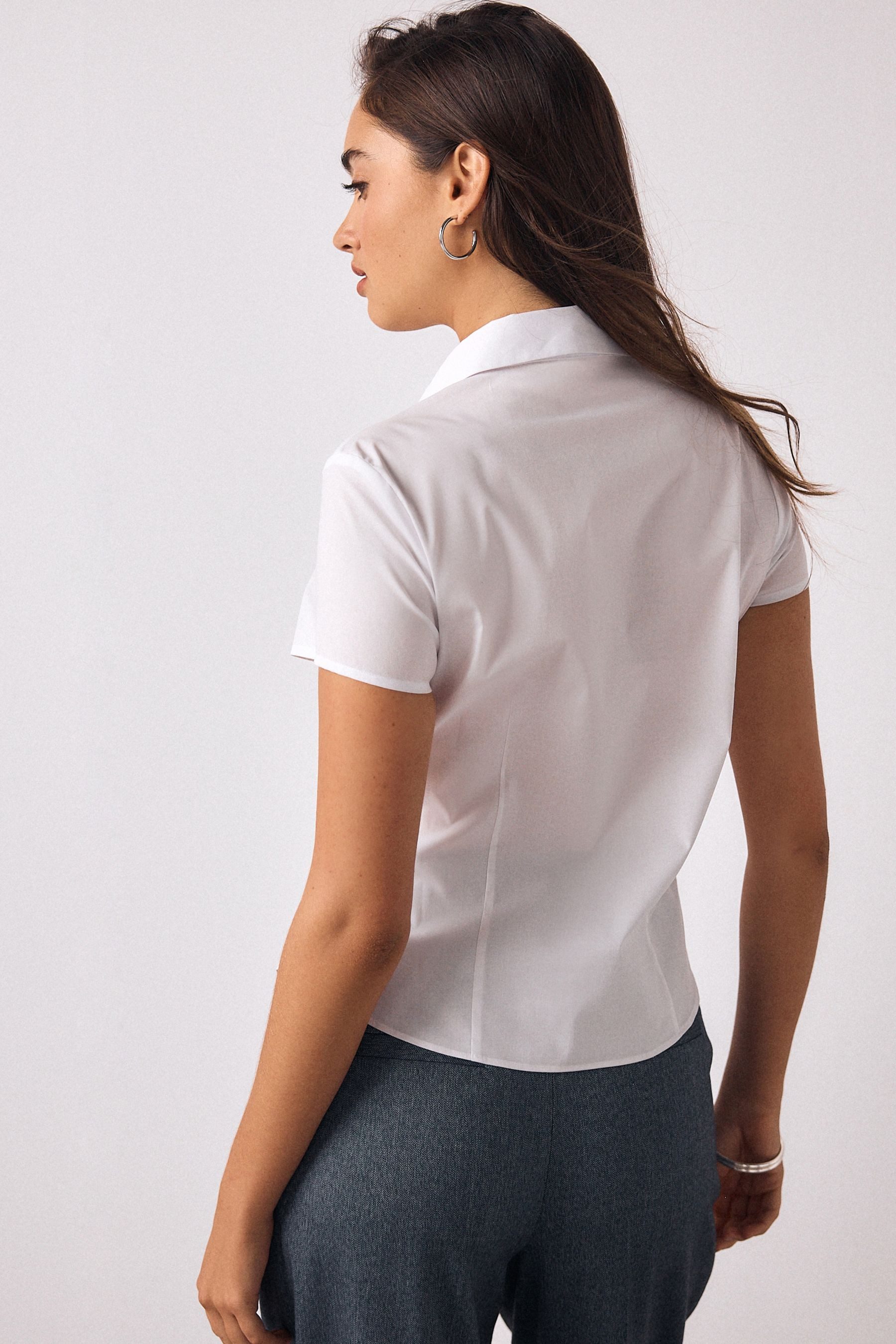 Next Hemdbluse Körpernahes Essential Kurzarmshirt mit Stretch (1-tlg) günstig online kaufen