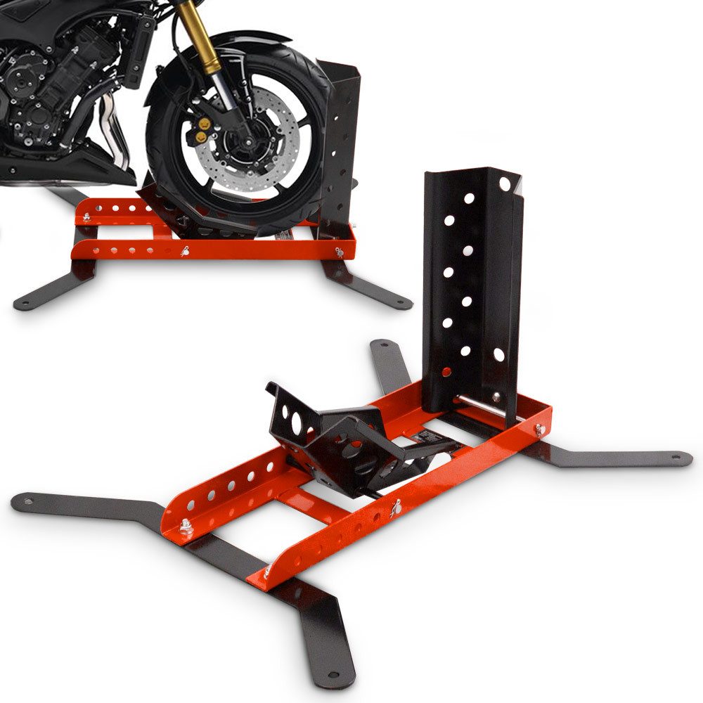 Bituxx Motorradheber Motorradwippe für Bodenfixierung Rot / Schwarz, MS-19034, Geeignet für: 15 bis 22 Zoll Reifengrößen: 500 - 750mm