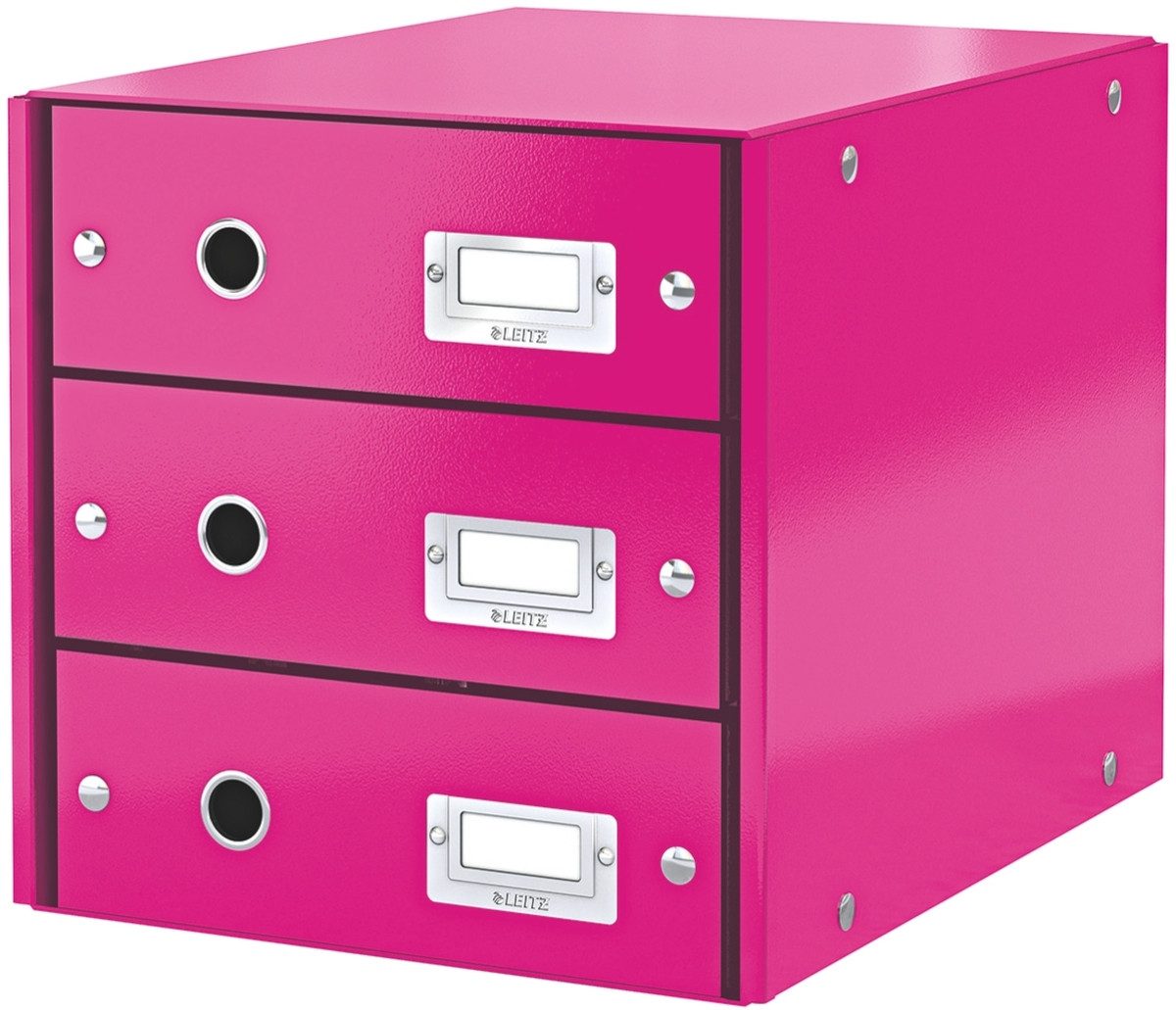 LEITZ Organizer Schubladenbox 3 Fächer Karton pink