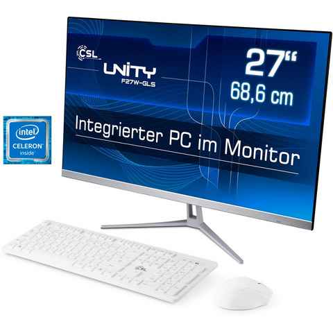 CSL Unity F27-GLS mit Windows 10 Home All-in-One PC (27 Zoll, Intel® Celeron Celeron® N4120, UHD Graphics 600, 16 GB RAM, 128 GB SSD)
