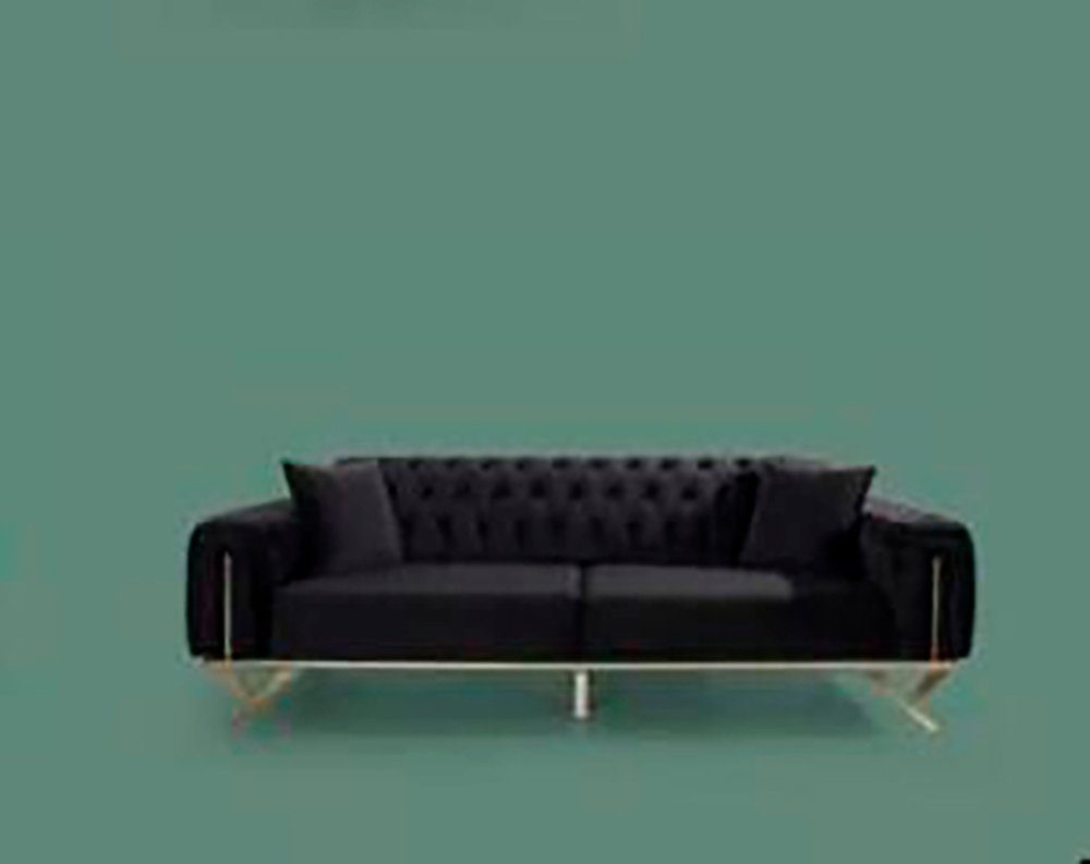 Sofa Möbel, Sitzpolster Couch Couchen Schwarz Europe Dreisitzer in Sofa Chesterfield Made JVmoebel