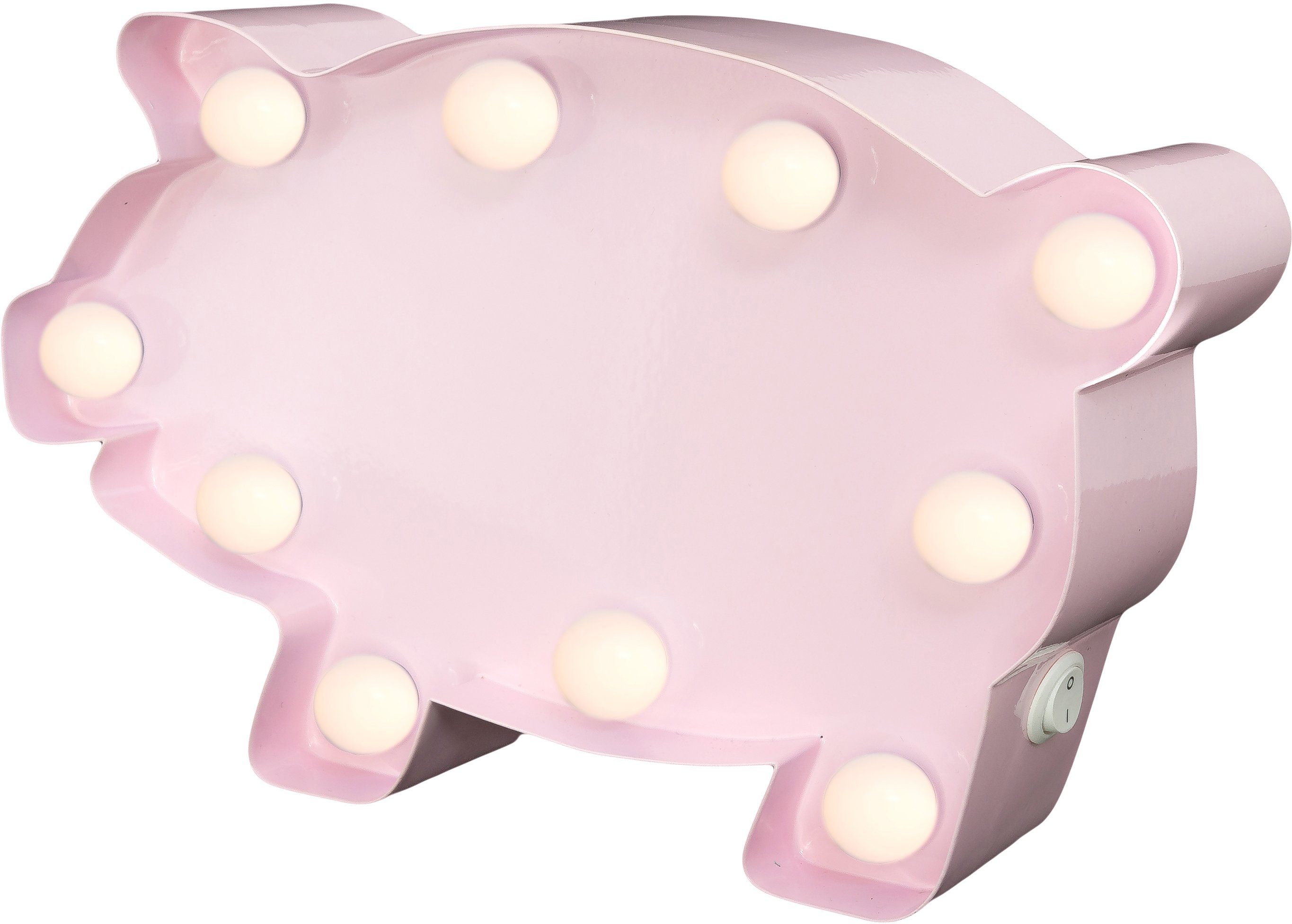MARQUEE LIGHTS LED Dekolicht Pig fest Wandlampe, Tischlampe integriert, Hochwertig festverbauten mit LEDs - pulverbeschichtetes Pig, Warmweiß, LED Metall 23x14 10 cm