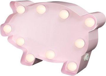 MARQUEE LIGHTS LED Dekolicht Pig, LED fest integriert, Warmweiß, Wandlampe, Tischlampe Pig mit 10 festverbauten LEDs - 23x14 cm