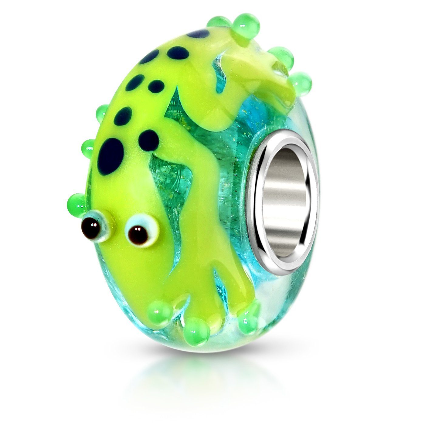 Materia Bead 3D Salamander Grün 1437, Hülse aus 925 Silber