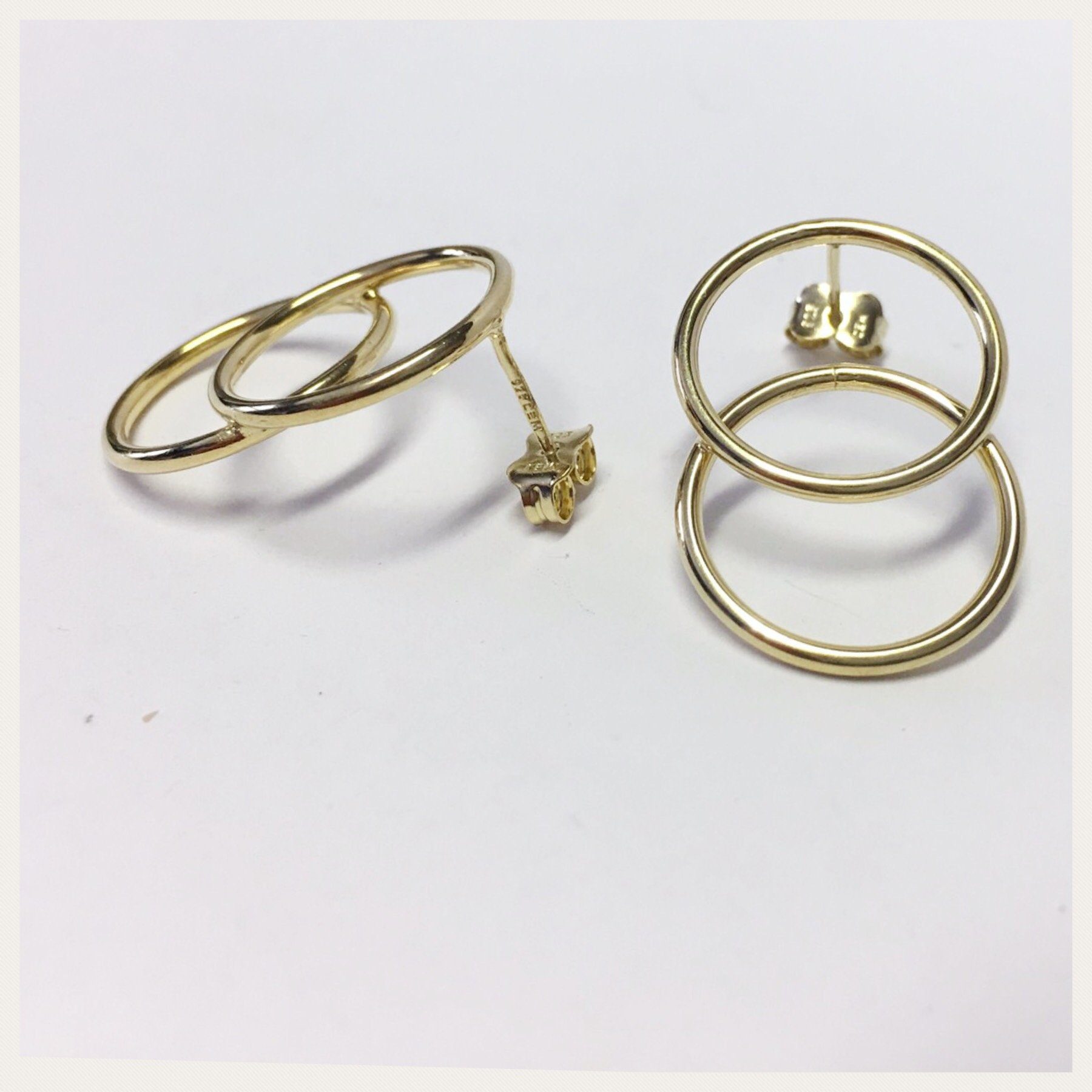 Edelschmiede925 Ohrstecker-Set moderne Ohrstecker 925/- Silber vergoldet