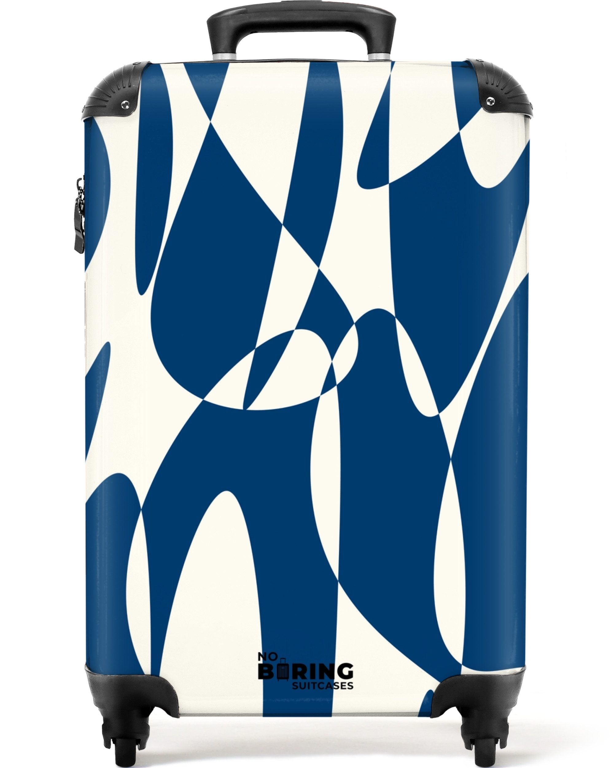 NoBoringSuitcases.com© Hartschalen-Trolley Blau mit weißen abstrakten günstig online kaufen