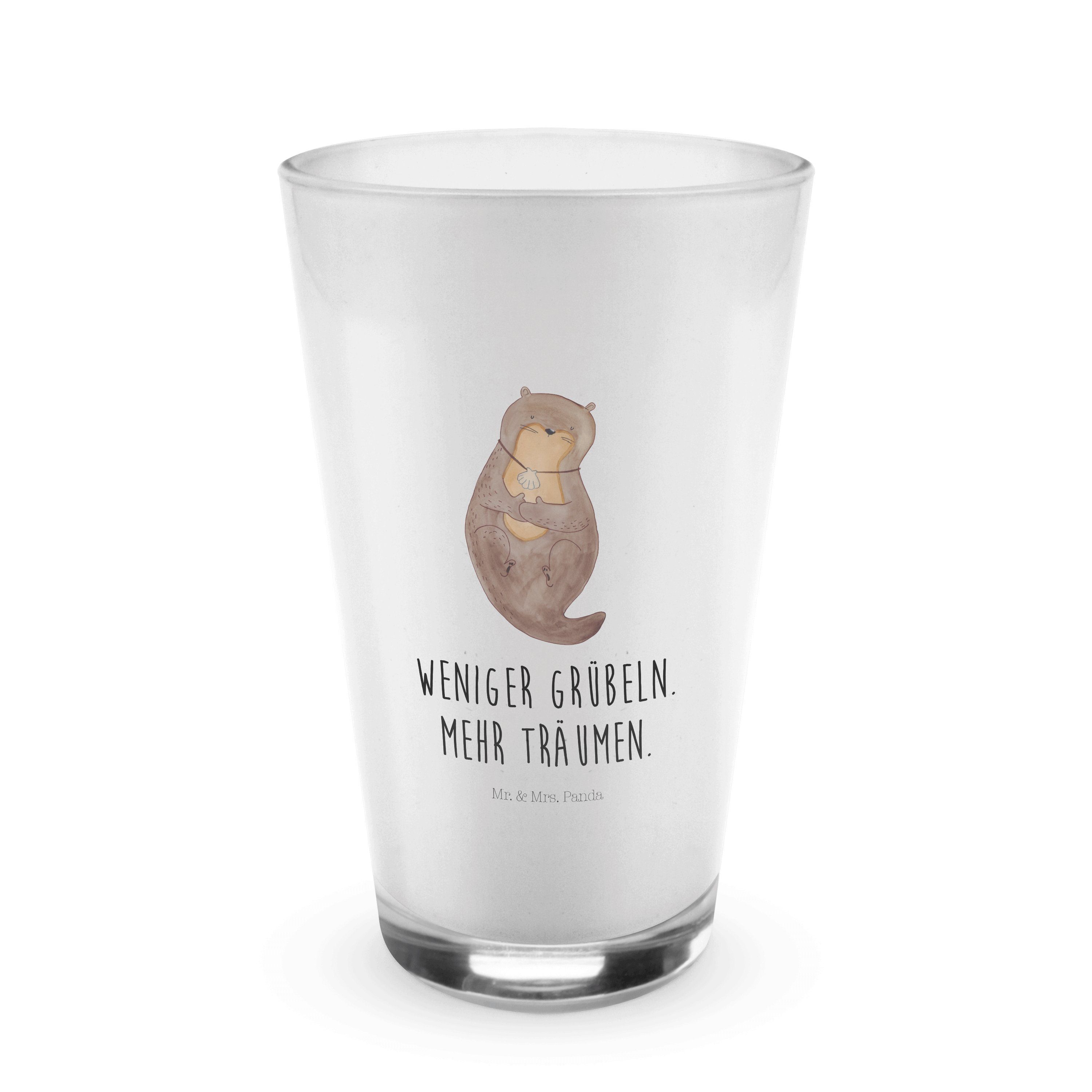 Premium & Transparent mit Muschelmedaillon Mr. Glas, Glas Fischotter, Mrs. Glas - Panda - Geschenk, Otter