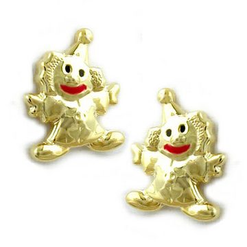 unbespielt Paar Ohrstecker Ohrringe Ohrstecker Clown 8 x 6 mm glänzend farbig lackiert 9 Karat Gold inkl. Schmuckbox, Goldschmuck für Kinder