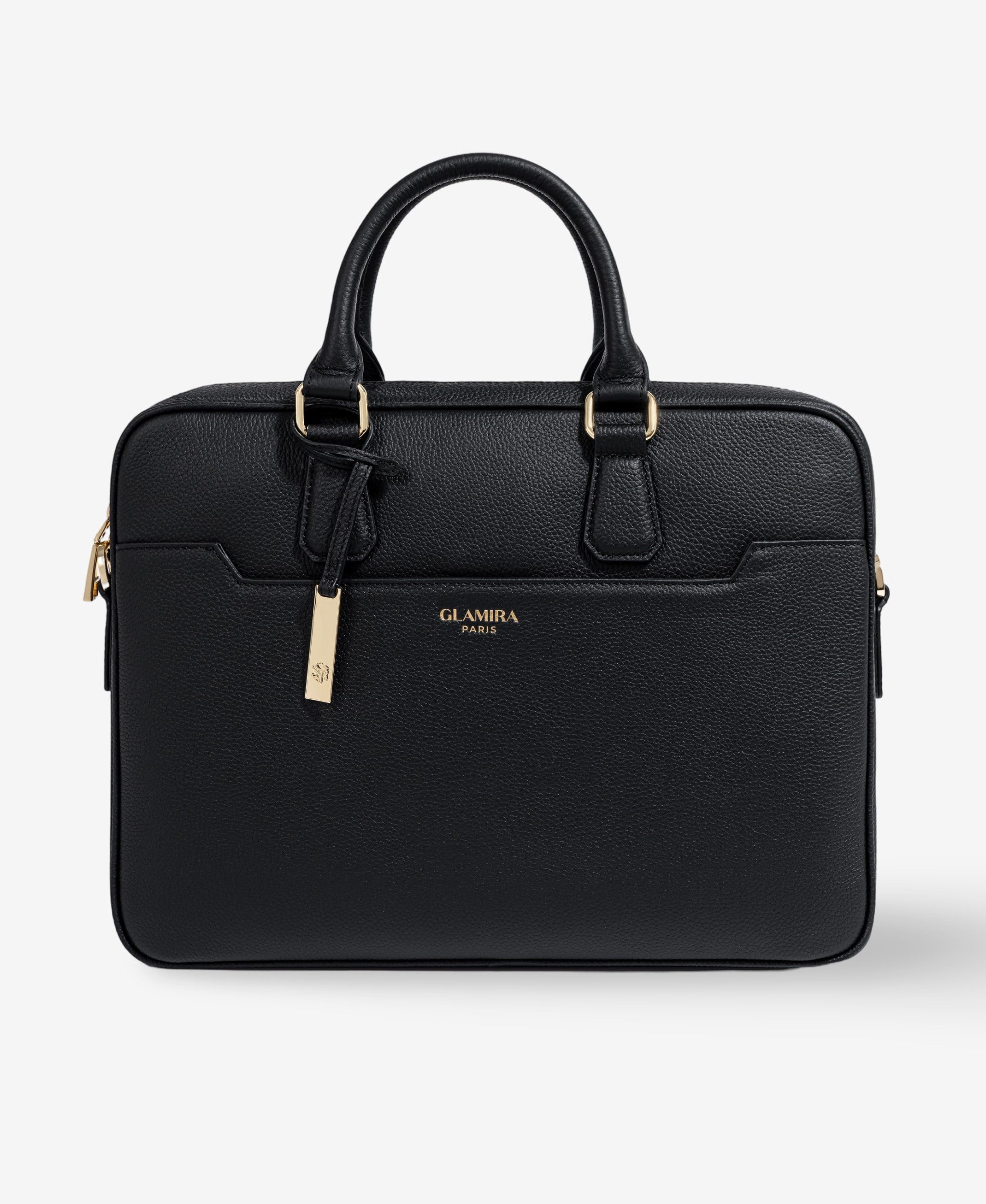 GLAMIRA Laptoptasche Lysandra Schwarze Aktentasche (1-tlg), echt Leder, mit abnehmbarem Schultergurt