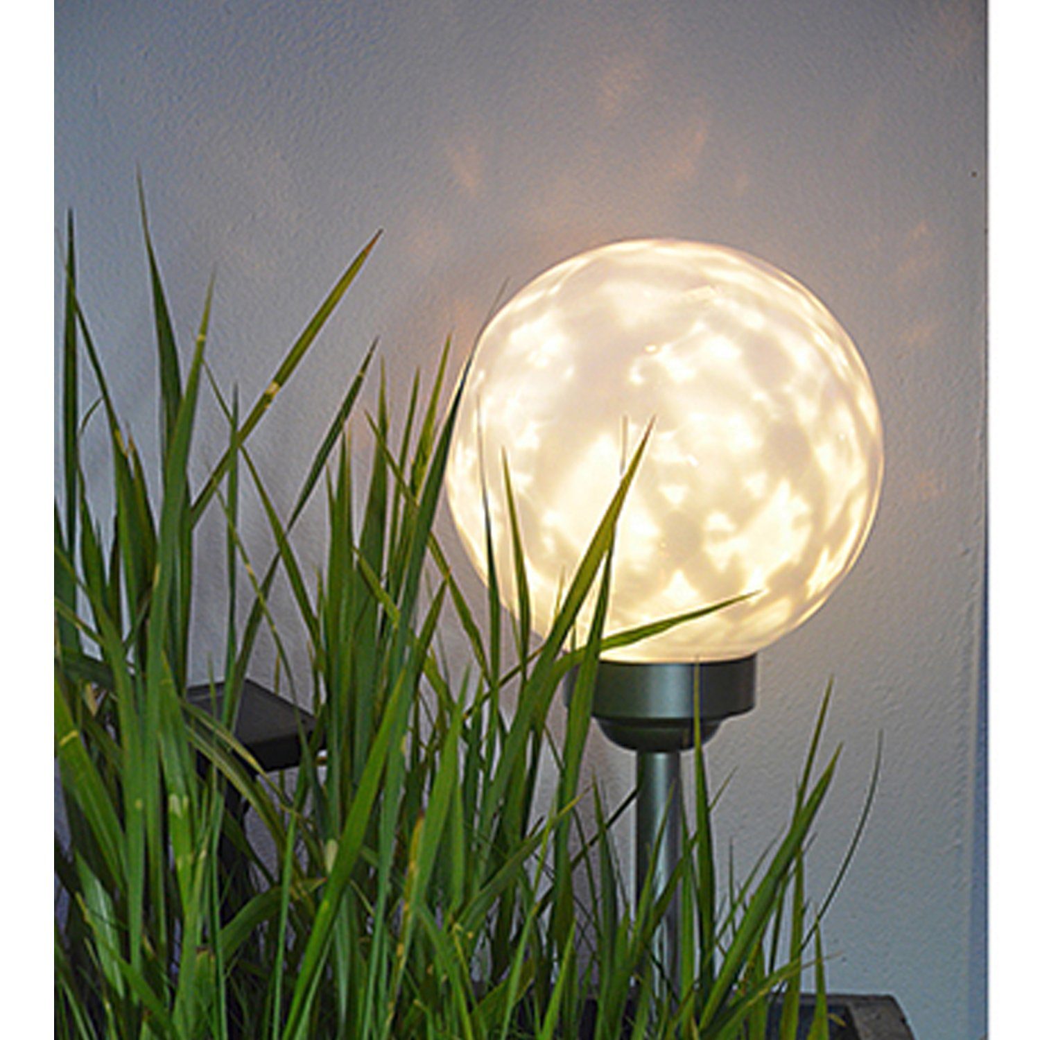 Mojawo LED Stern »XL Garten LED Solar Kugelleuchte Ø 20cm Weiß/Silber«