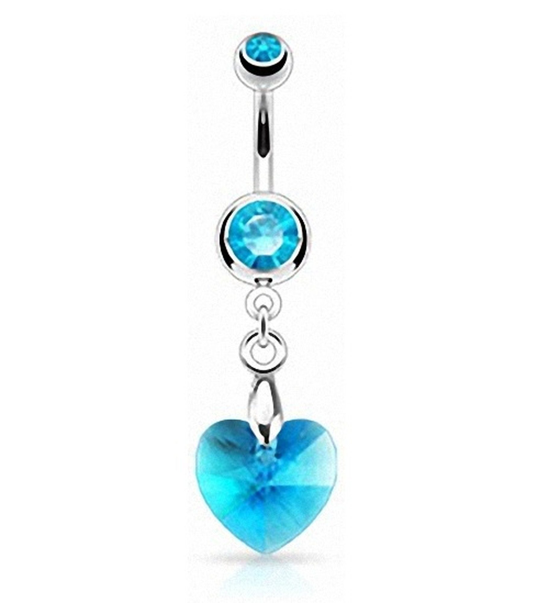 Taffstyle Bauchnabelpiercing Bauch Piercing Chirurgenstahl Kristall Herz, Bauchnabelpiercing Bauchnabel Banane Stecker Anhänger Glitzer Silber