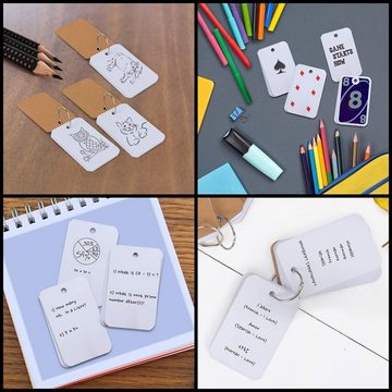 Belle Vous Schlüsselanhänger 12er Pack Karteikarten - Blanko Karten (50 Stück) (1-tlg), 12er Pack Karten - 50 Karteikarten für Studium und DIY